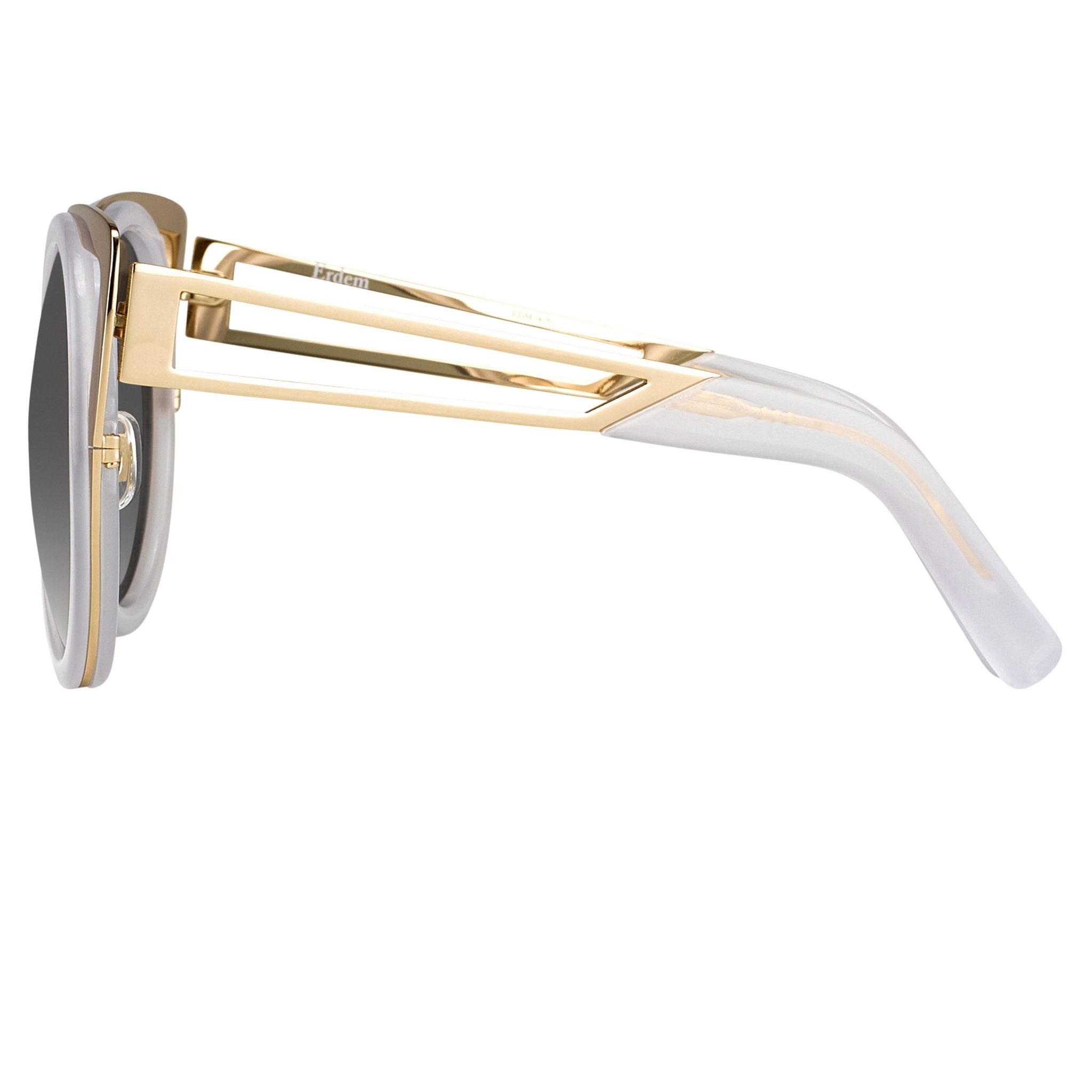 Erdem Sunglasses Cat Eye Transparent White and Grey-GR8 Sunglasses