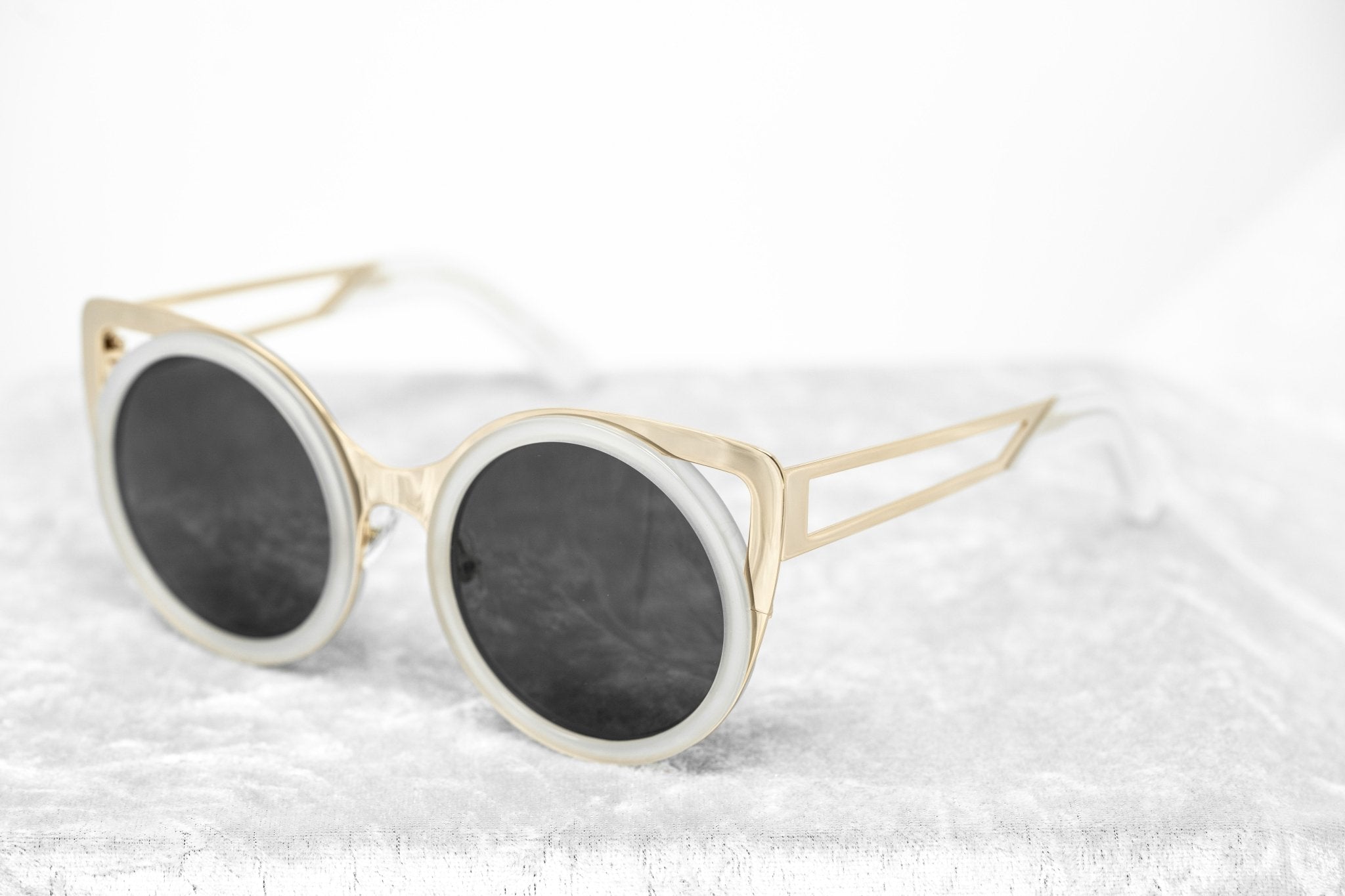 Erdem Sunglasses Cat Eye Transparent White and Grey-GR8 Sunglasses