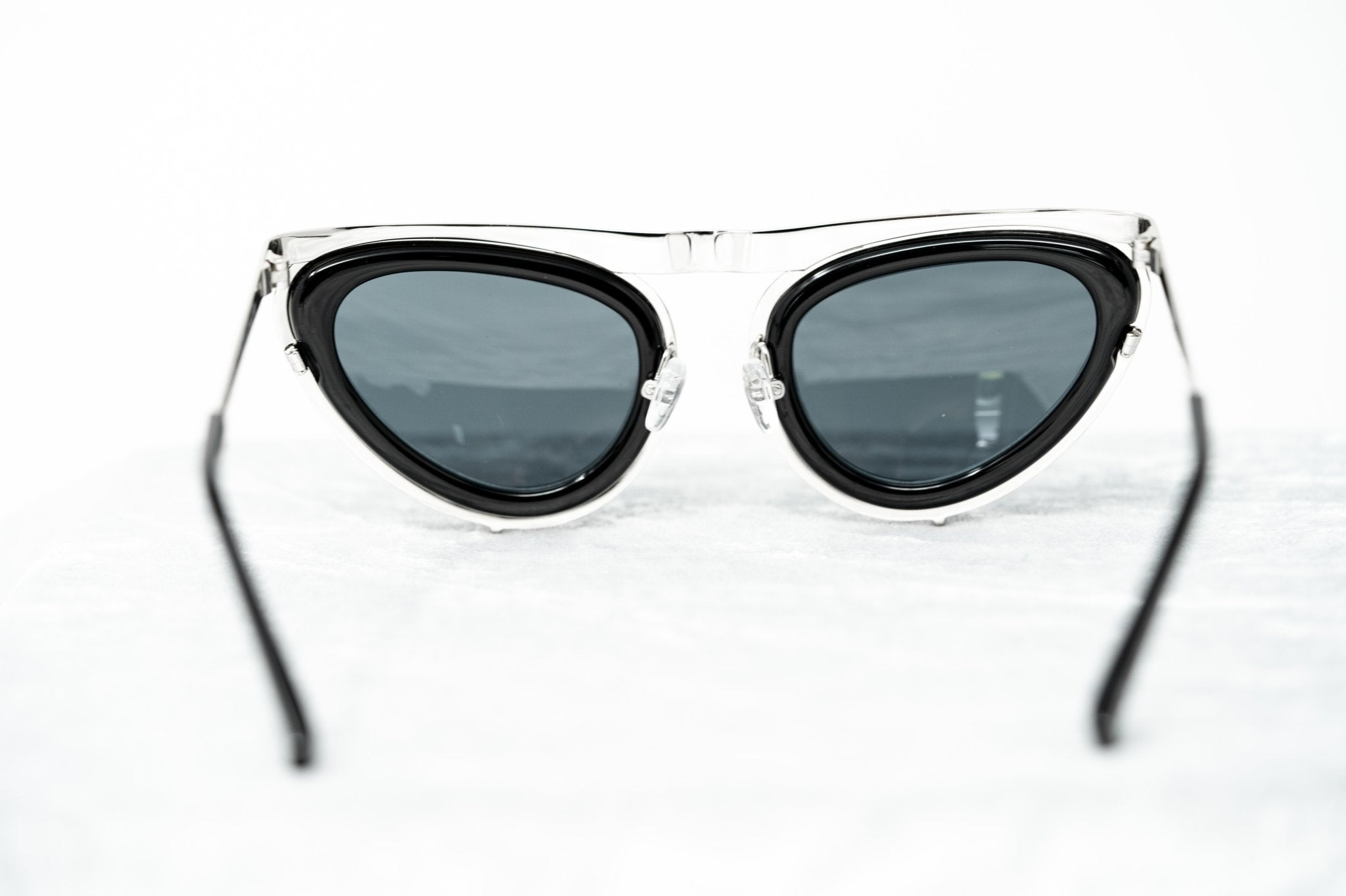 Erdem Sunglasses Cat Eye Black Shiny Silver and Grey-GR8 Sunglasses