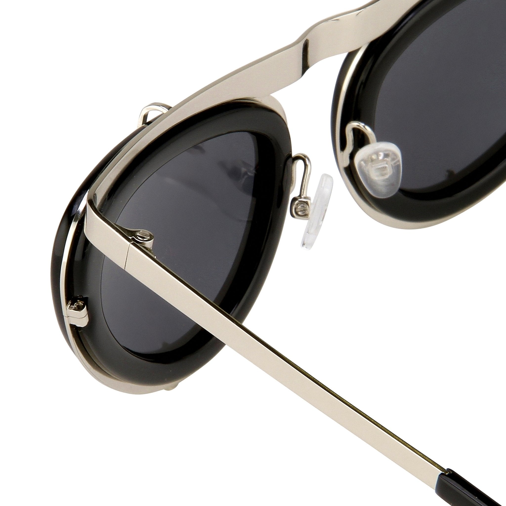 Erdem Sunglasses Cat Eye Black Shiny Silver and Grey-GR8 Sunglasses