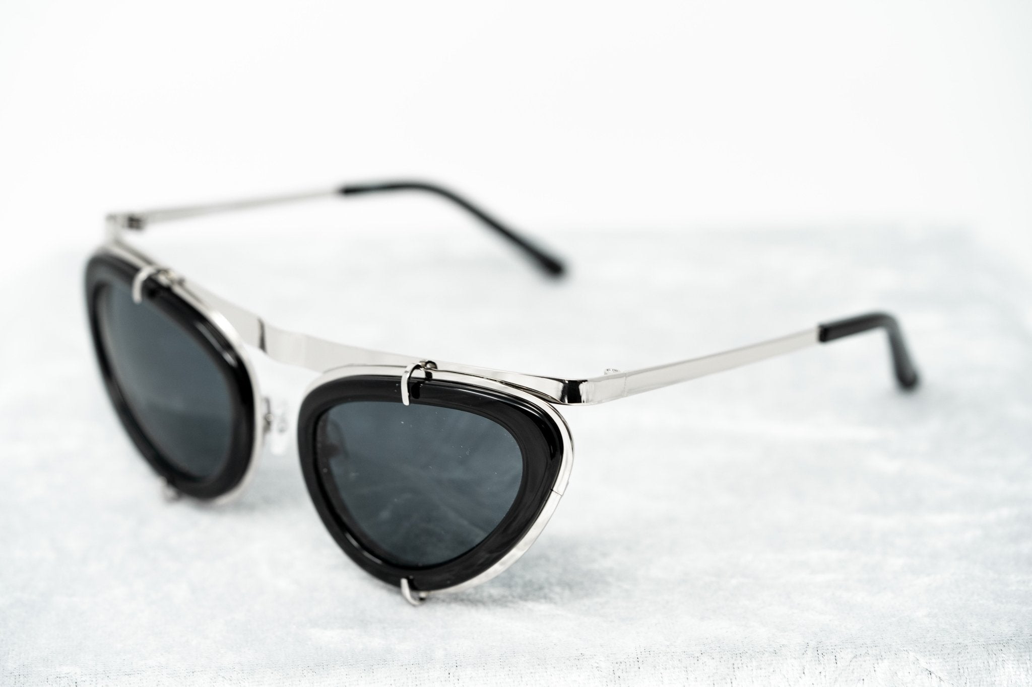Erdem Sunglasses Cat Eye Black Shiny Silver and Grey-GR8 Sunglasses