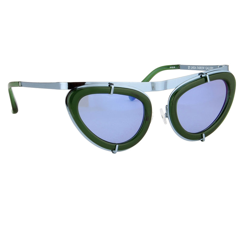 Erdem EDM3C4SUN green and blue cat eye sunglasses with blue mirror lenses