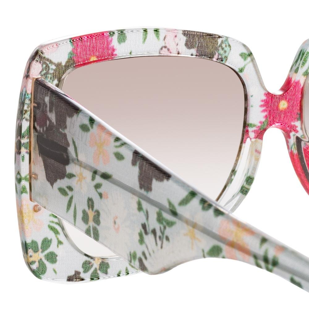 Erdem Women Sunglasses Oversized Floral Blue Rose Gold with Grey Graduated Lenses Category 3 EDM34C5SUN - Watches & Crystals