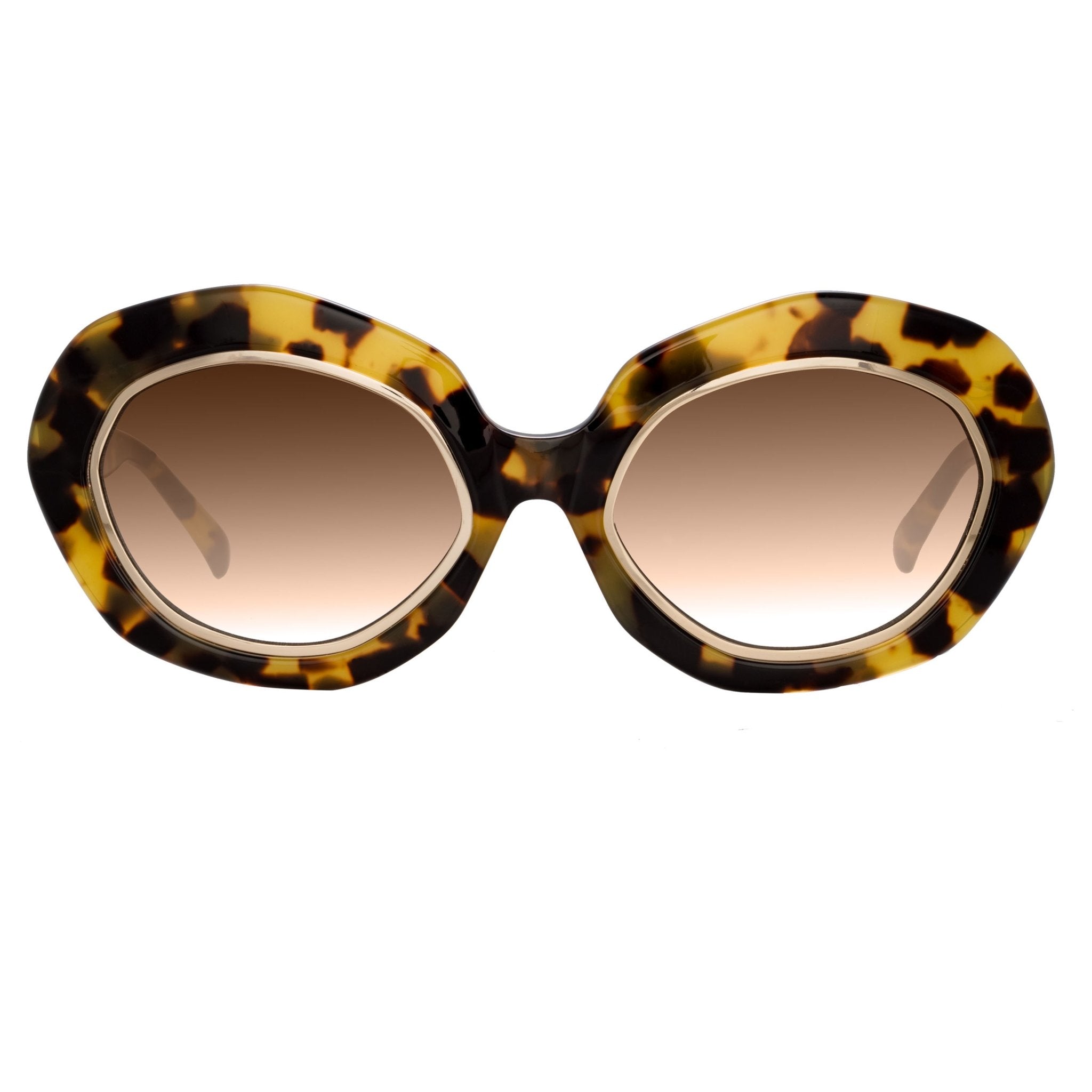 Erdem Ladies Sunglasses Oversized Gold Tortoise Shell and Brown EDM33C4SUN-GR8 Sunglasses