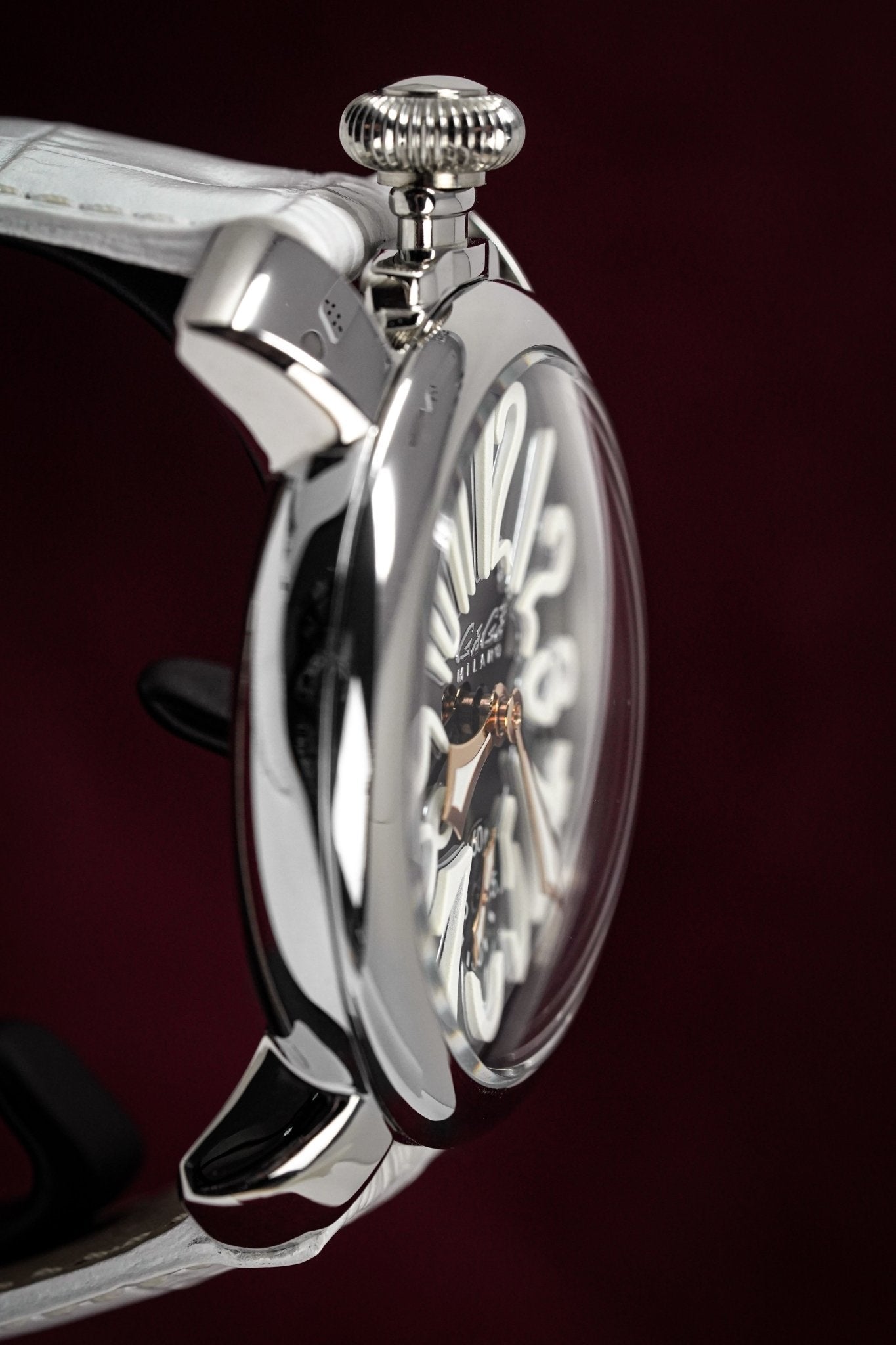 GaGà Milano Watch Hand Winding Manuale 48MM White Rose Gold-GR8 Sunglasses