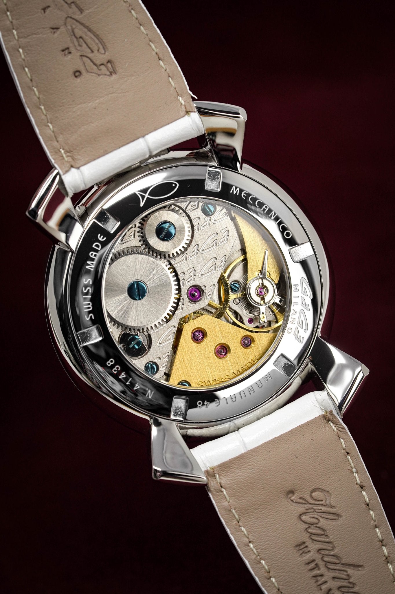 GaGà Milano Watch Hand Winding Manuale 48MM White Rose Gold-GR8 Sunglasses