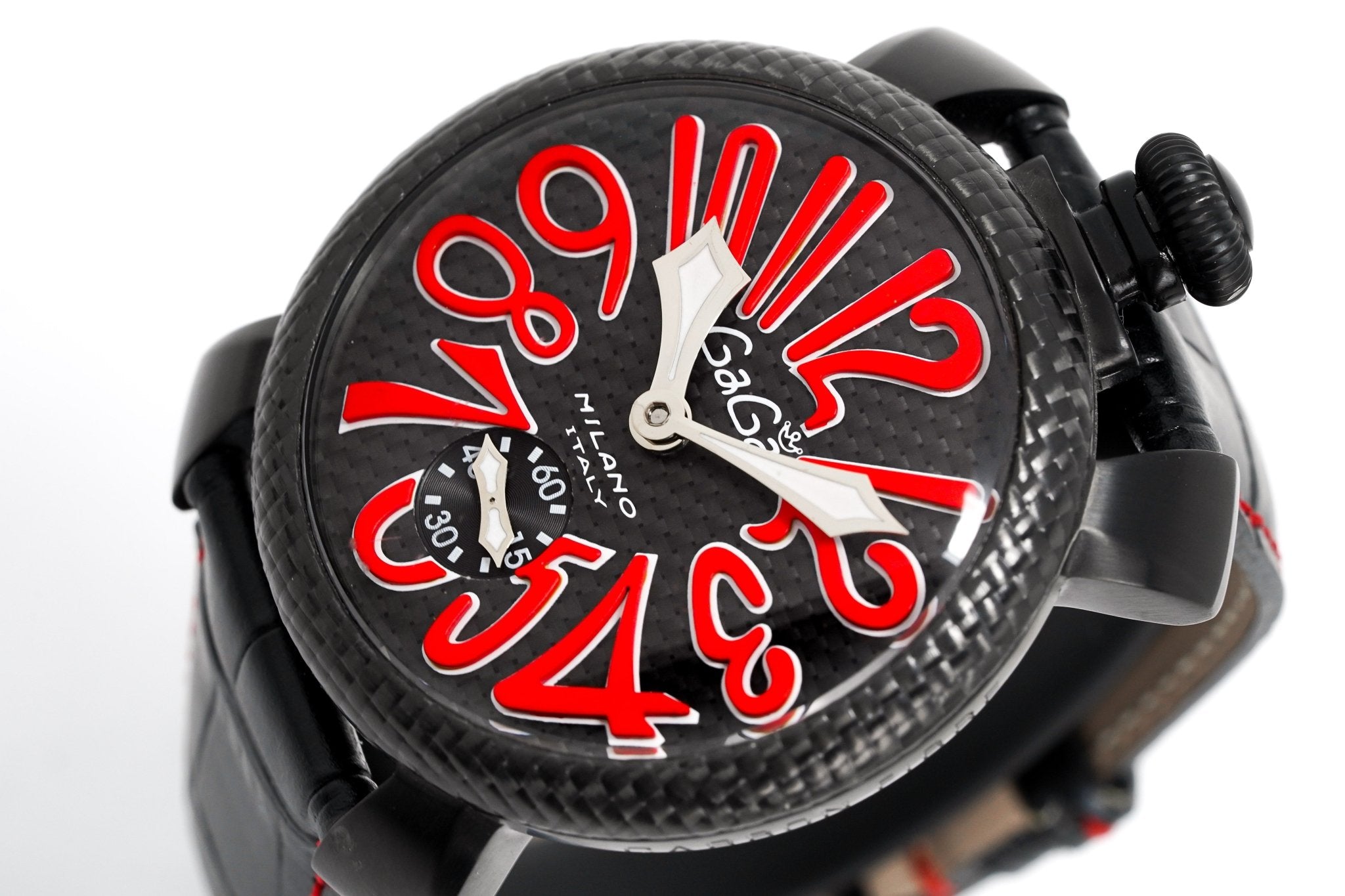 Gagà Milano Watch Manuale 48mm Carbon Fibre Red 5016.08