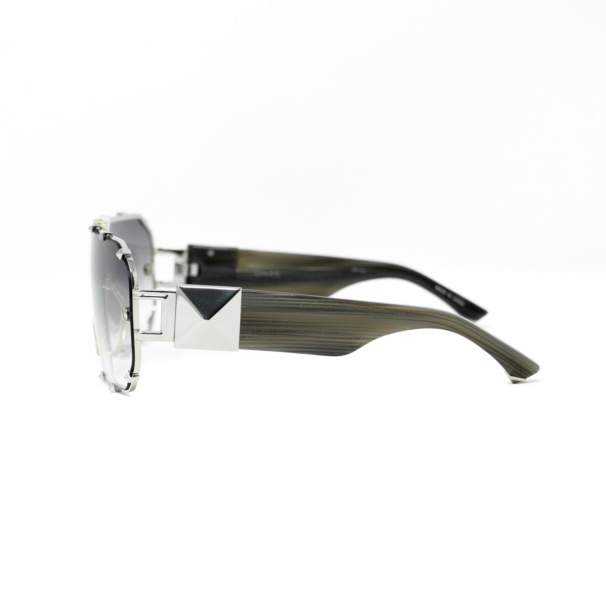 Giles Deacon Sunglasses Shield Black Horn Silver With Category 3 Grey Graduated Lenses 9GILES1C2BLACK - Watches & Crystals