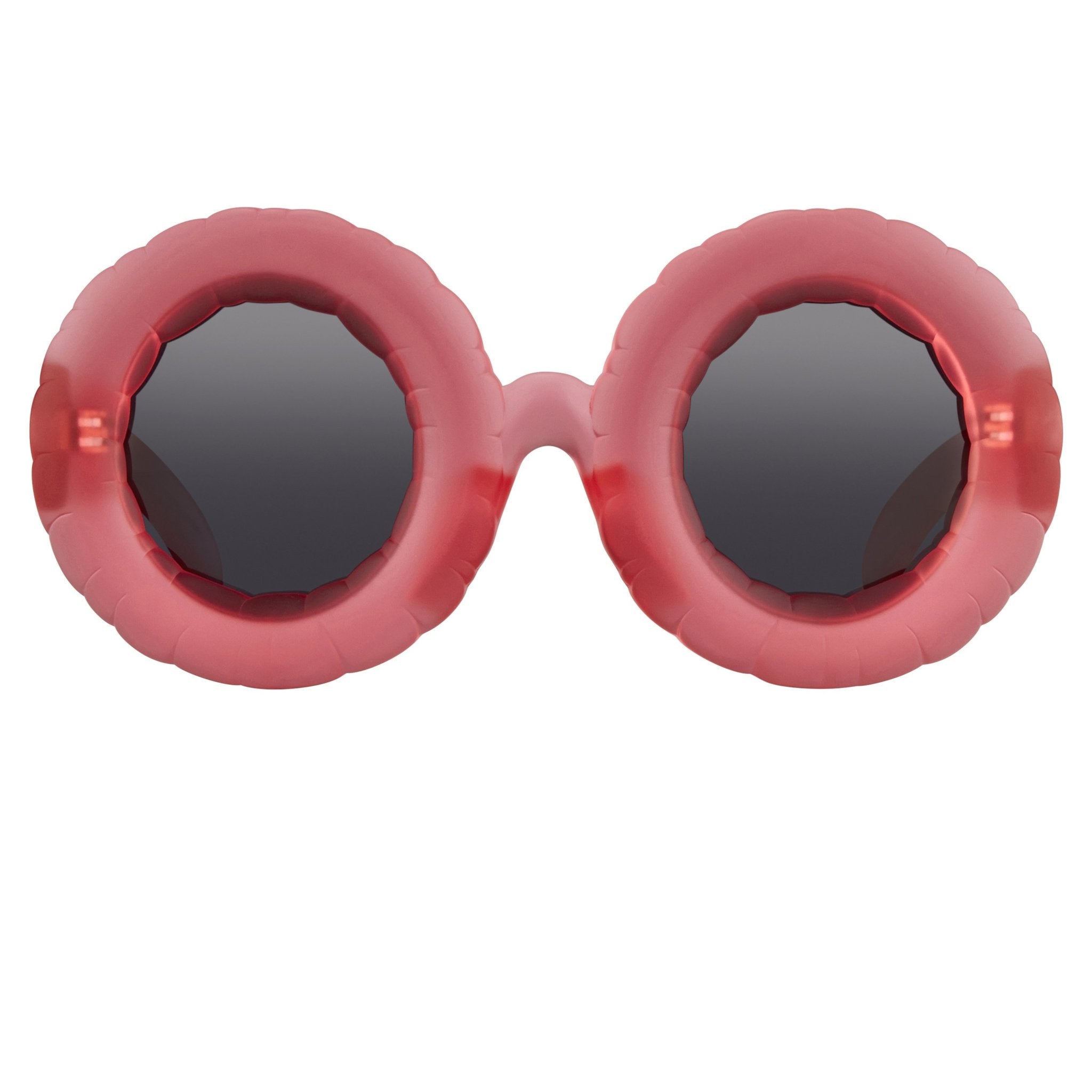 Jeremy Scott Ladies Sunglasses Round Frosted Pink and Polarised Grey JSPOOLC4SUN-GR8 Sunglasses