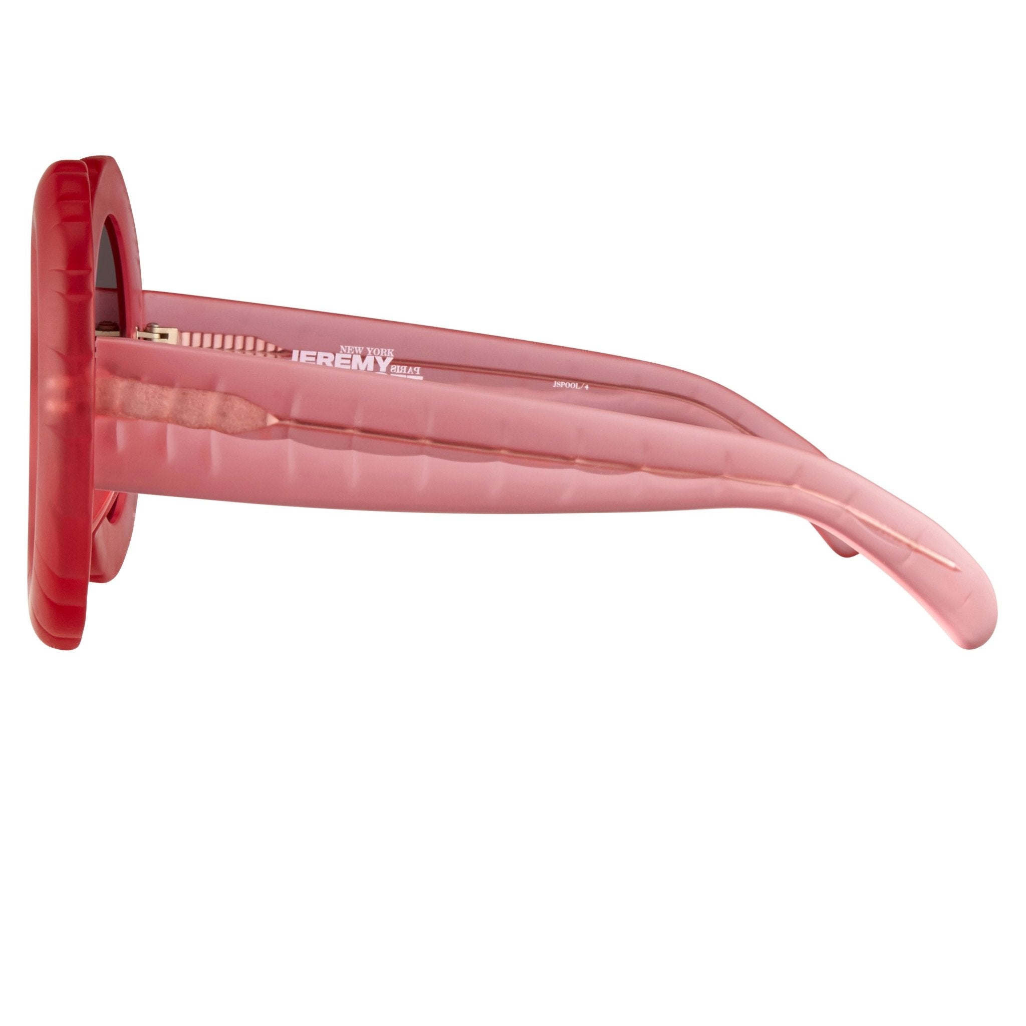 Jeremy Scott Ladies Sunglasses Round Frosted Pink and Polarised Grey JSPOOLC4SUN-GR8 Sunglasses