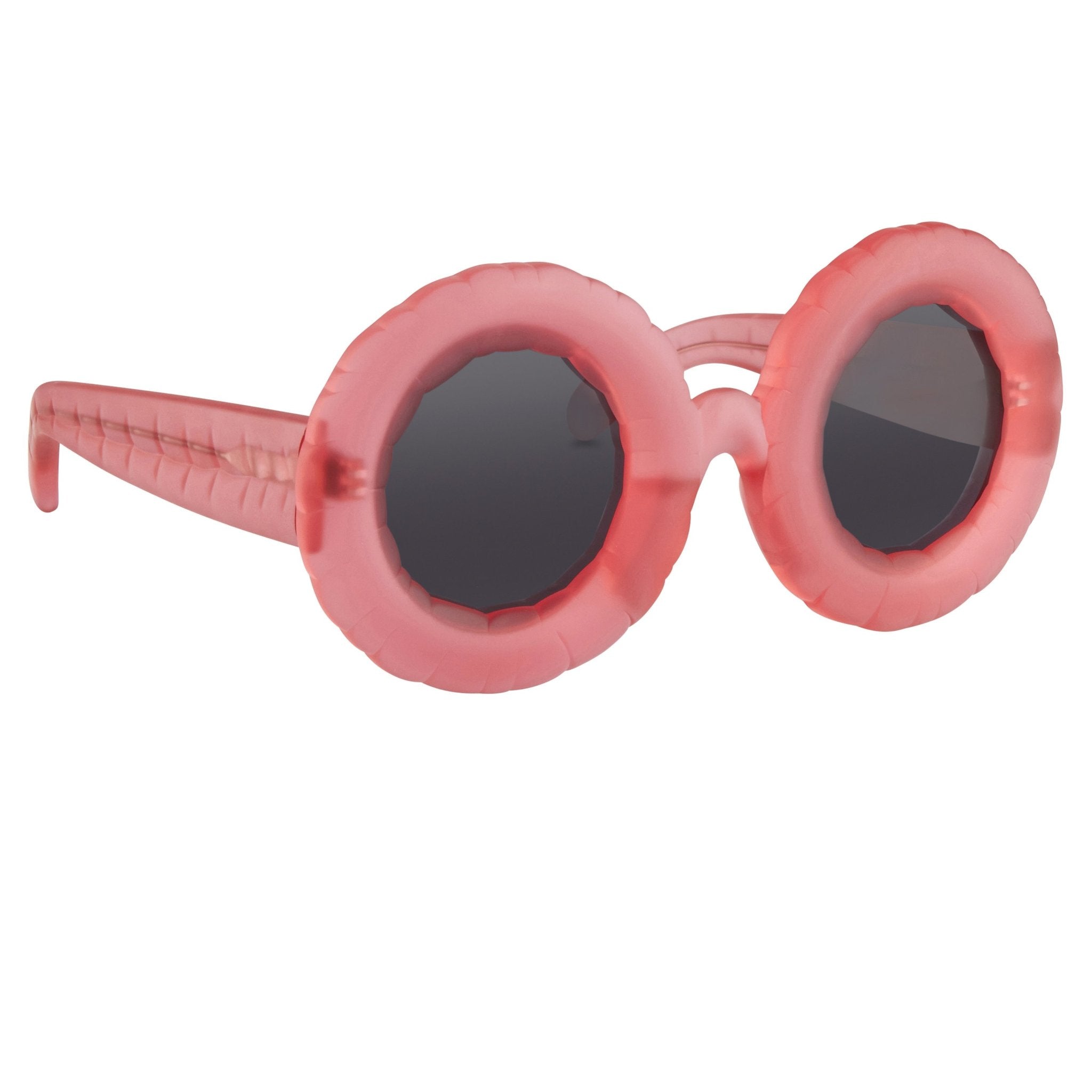 Jeremy Scott Ladies Sunglasses Round Frosted Pink and Polarised Grey JSPOOLC4SUN-GR8 Sunglasses