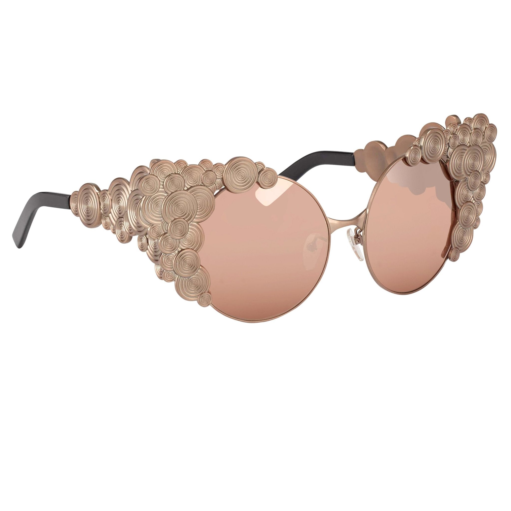 Khaleda And Fahad Women Sunglasses Cat Eyes Rose Gold Titanium With Rose Gold Lenses Category 3 KR2C3SUN - Watches & Crystals