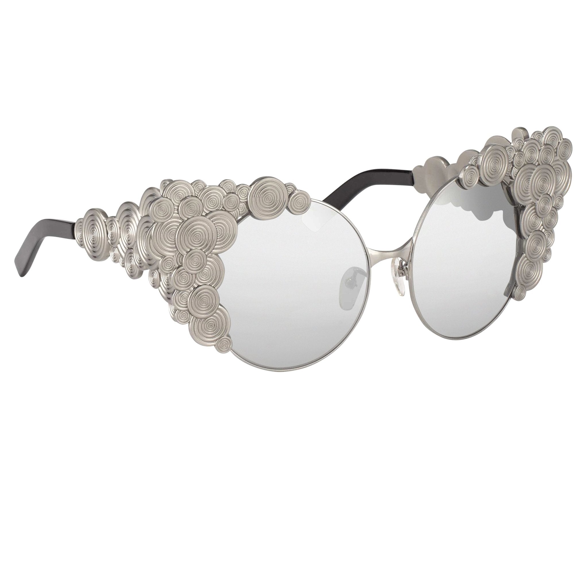Khaleda And Fahad Women Sunglasses Cat Eyes Silver Titanium With Platinum Lenses Category 3 KR2C2SUN - Watches & Crystals