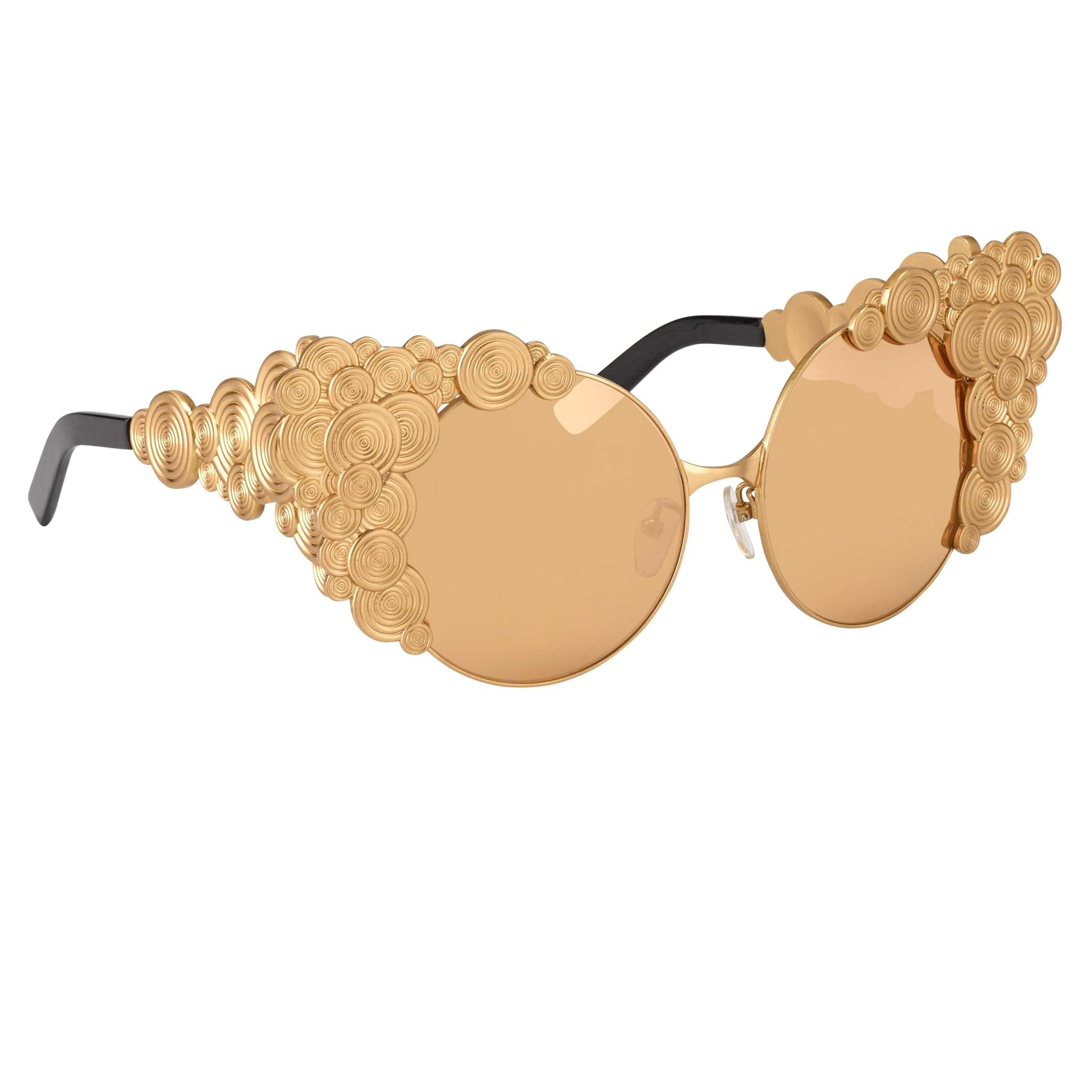 Khaleda And Fahad Ladies Sunglasses Cat Eyes Yellow Gold KR2C1SUN-GR8 Sunglasses