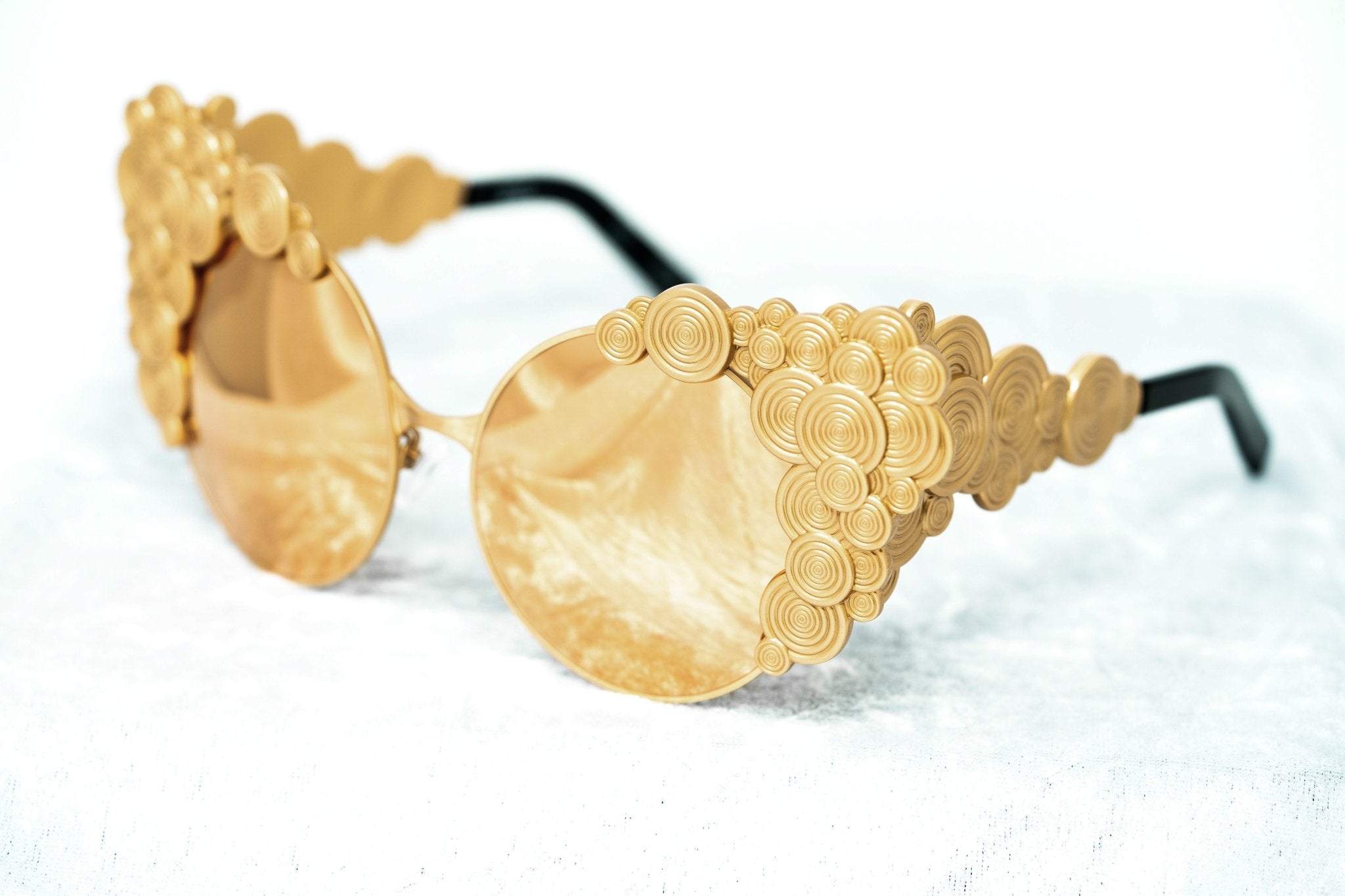 Khaleda And Fahad Ladies Sunglasses Cat Eyes Yellow Gold KR2C1SUN-GR8 Sunglasses