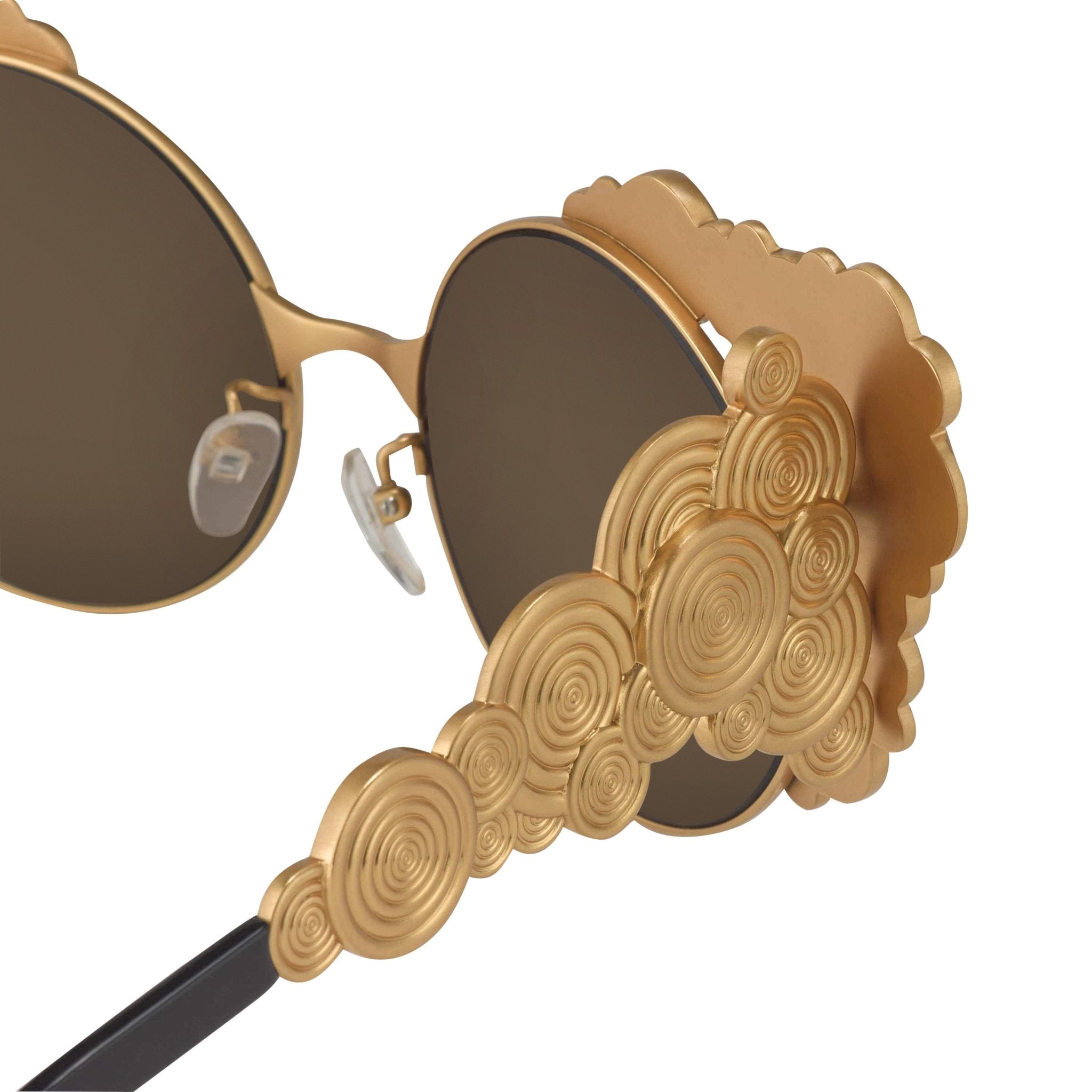 Khaleda And Fahad Women Sunglasses Cat Eyes Yellow Gold Titanium With Gold Lenses Category 3 KR2C1SUN - Watches & Crystals