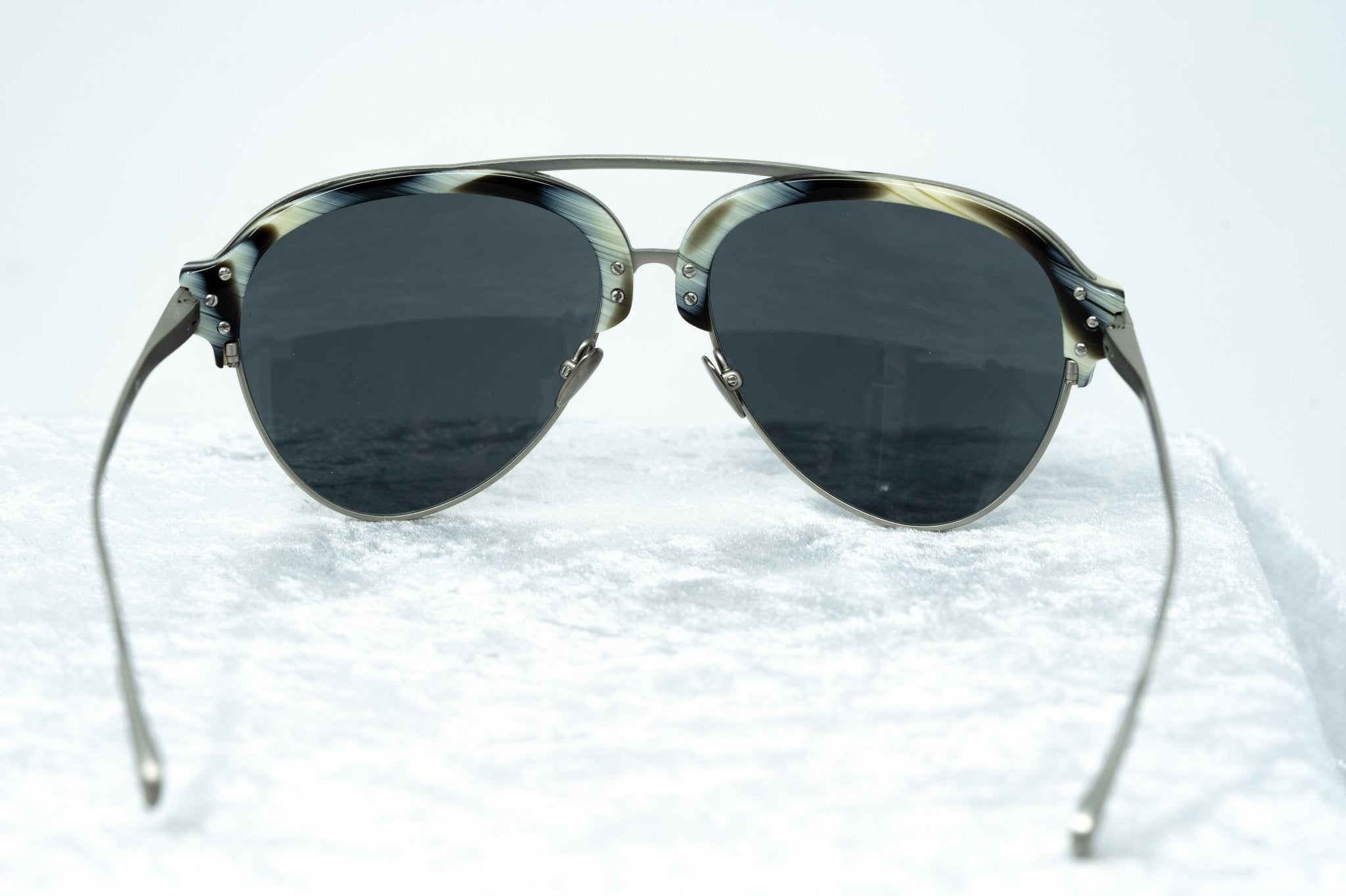 Kris Van Assche Sunglasses Brown Horn Brushed Silver and Blue Mirror Lenses Category 3 - KVA74C4SUN - Watches & Crystals