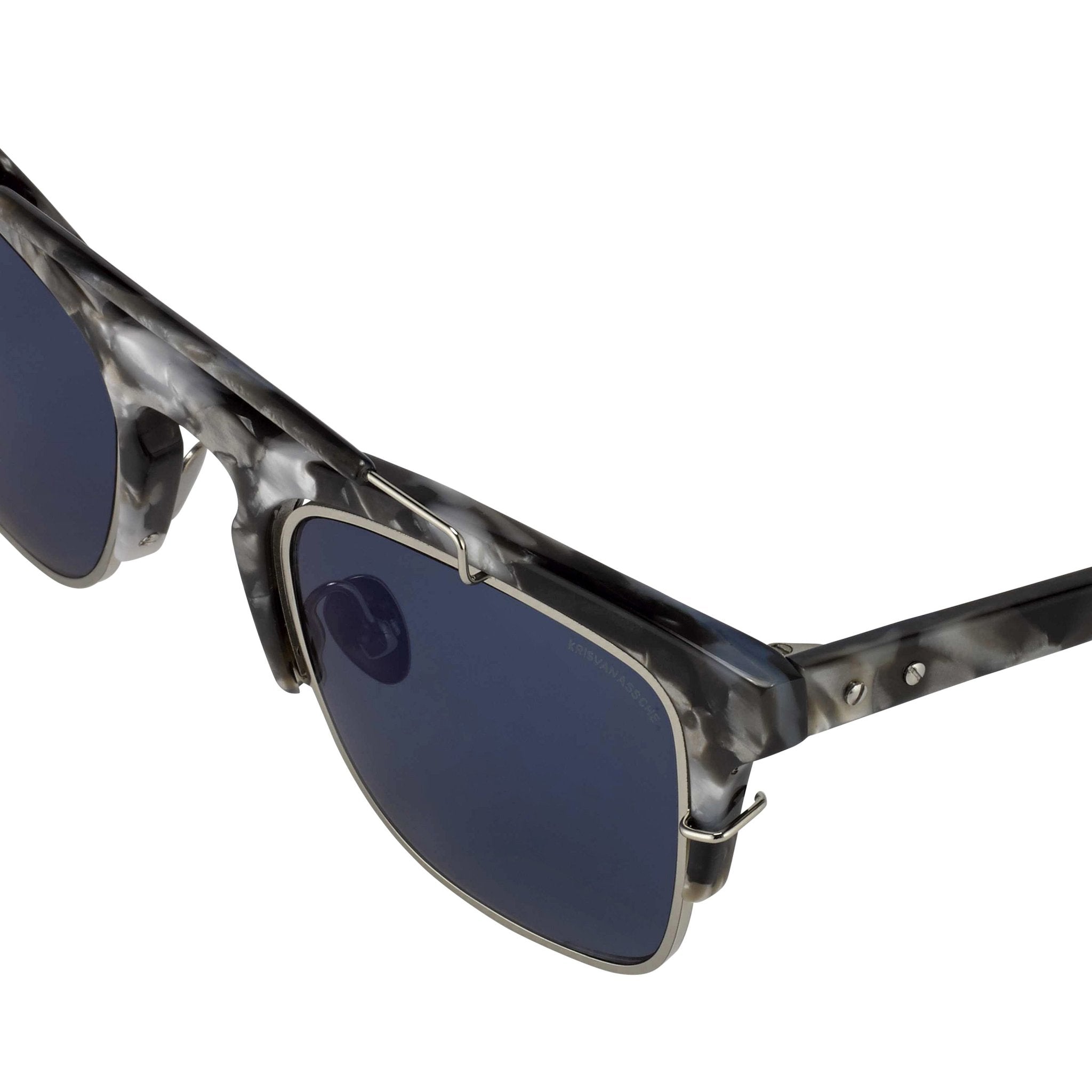 Kris Van Assche Sunglasses D-Frame Black Tortoise and Blue Lenses-GR8 Sunglasses