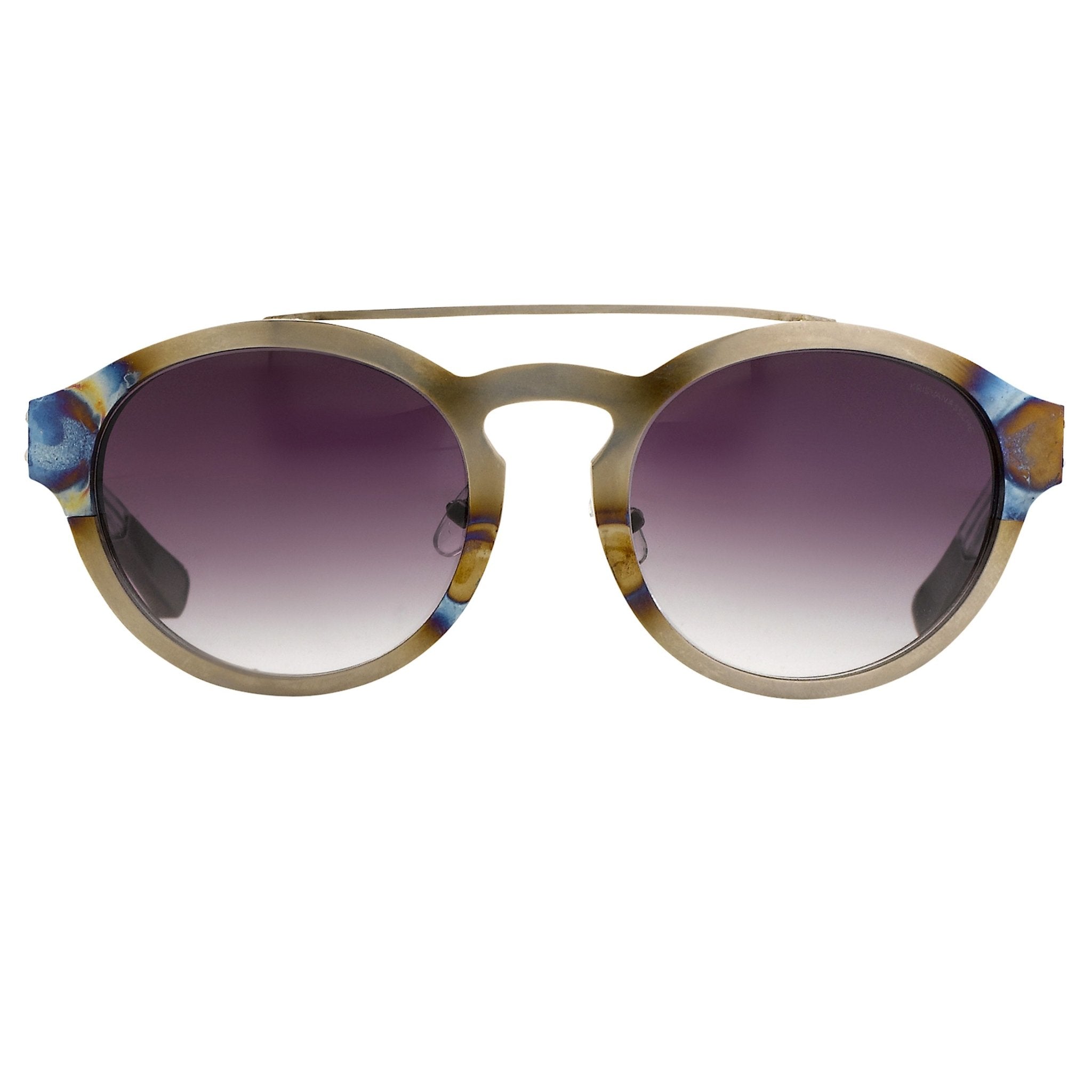 Kris Van Assche Sunglasses Round Burnt Silver and Grey-GR8 Sunglasses