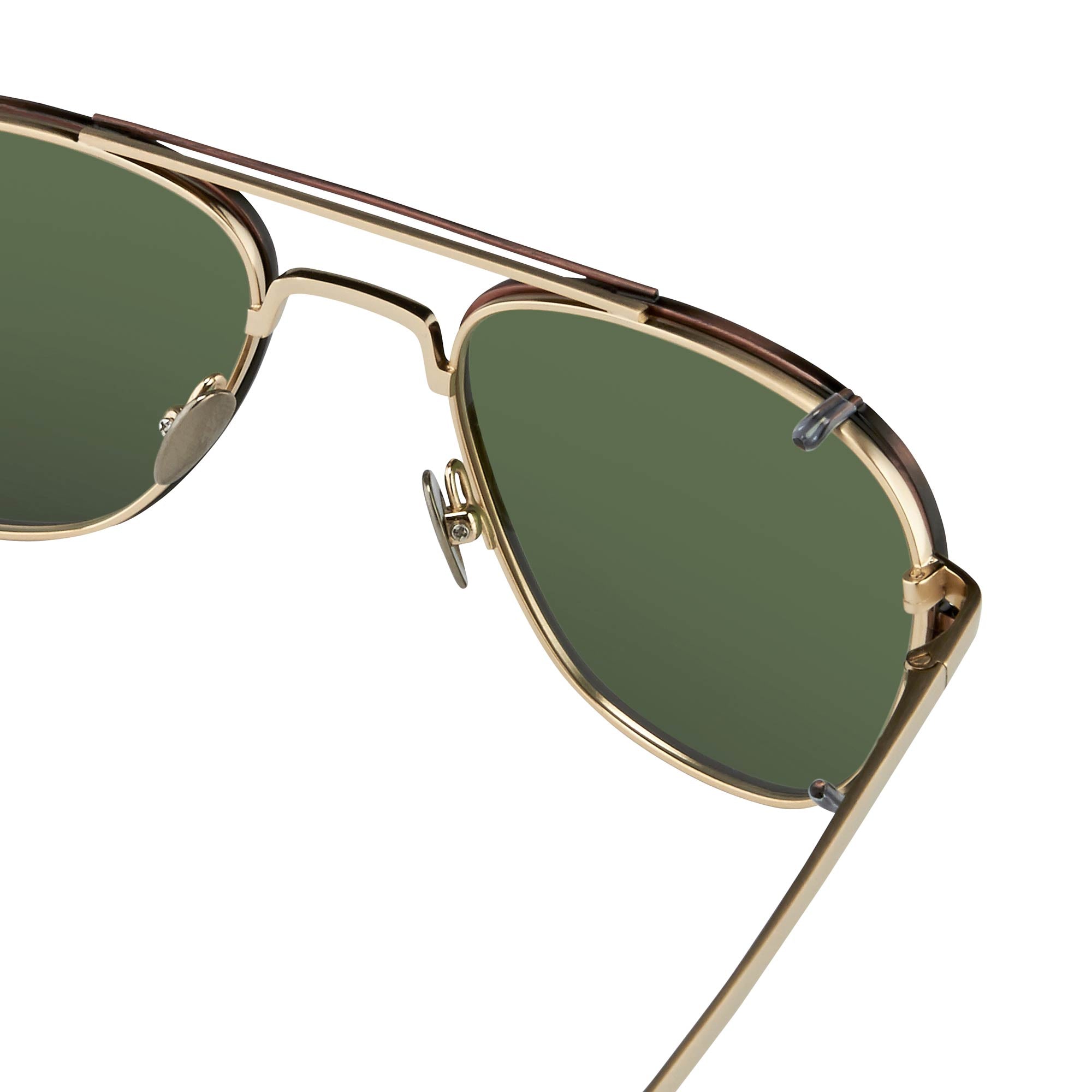 Kris Van Assche Sunglasses Rectangular Titanium Unixes Light Gold Bronze Clip-On with Green Lenses - KVA92C3SUN - Watches & Crystals