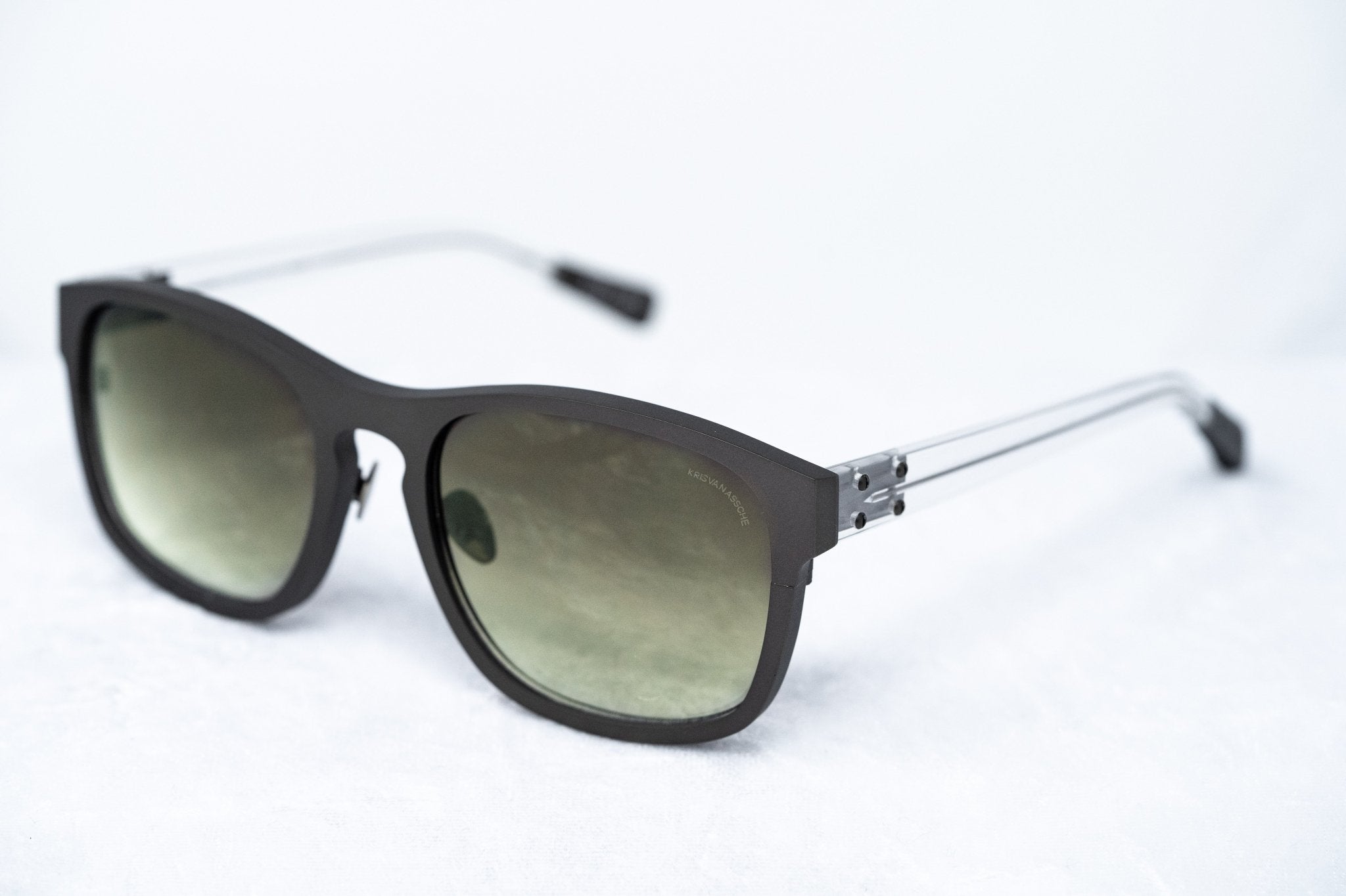 Kris Van Assche Sunglasses Titanium Unixes D-Frame Matte Dark Brown and Green Graduated Lenses - KVA3C3SUN - Watches & Crystals