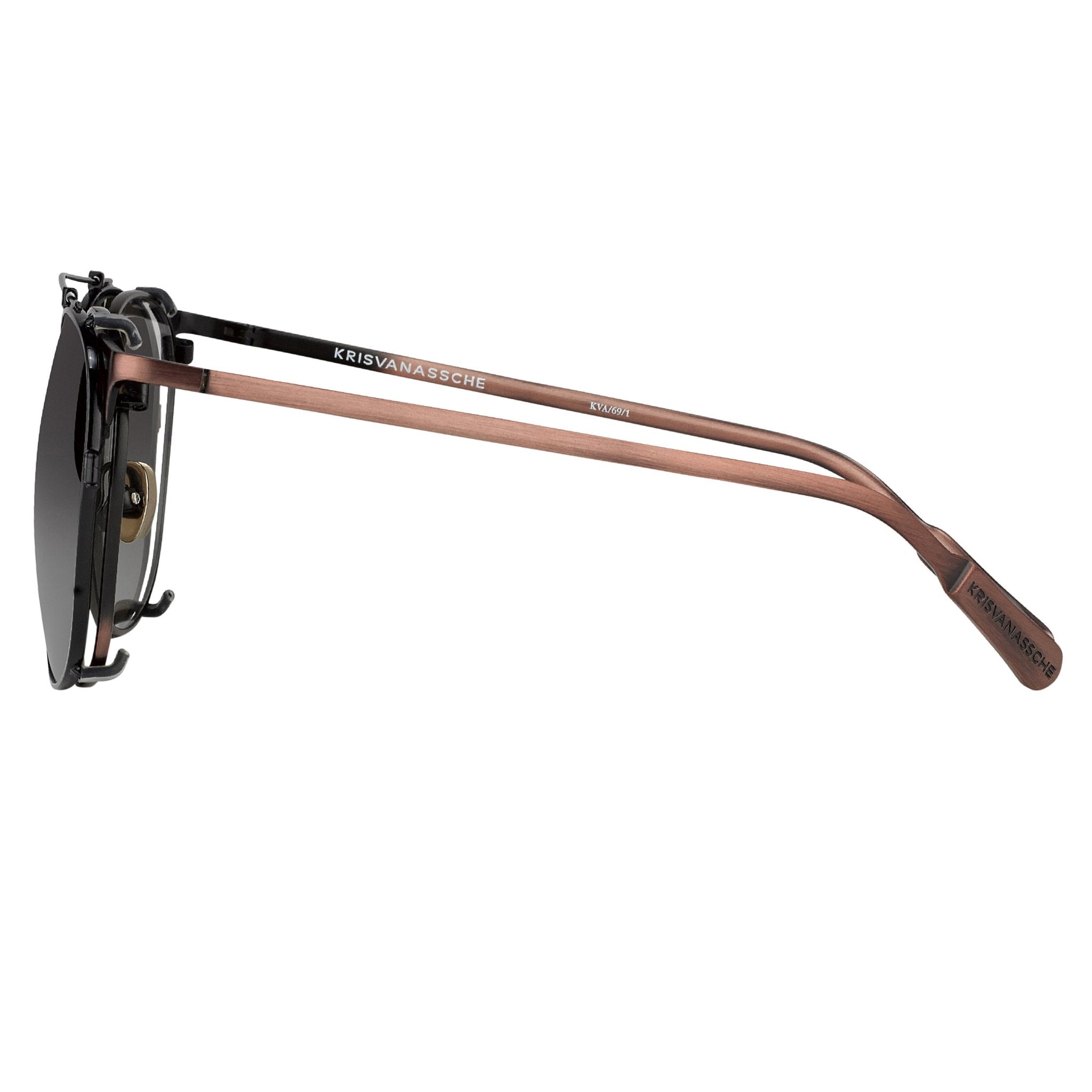 Kris Van Assche Sunglasses Round Shiny Black Bronze and Grey-GR8 Sunglasses