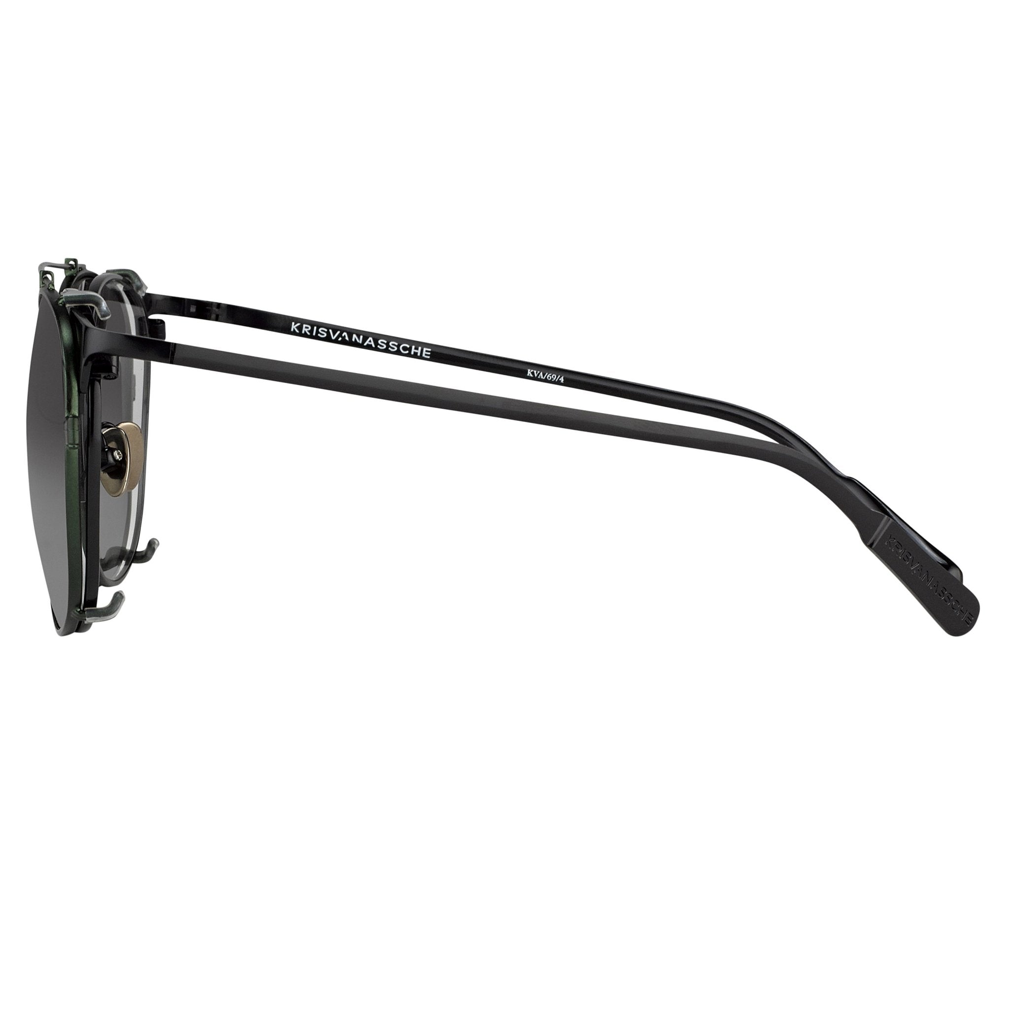 Kris Van Assche Sunglasses Round Shiny Black and Green KVA69C4SUN-GR8 Sunglasses