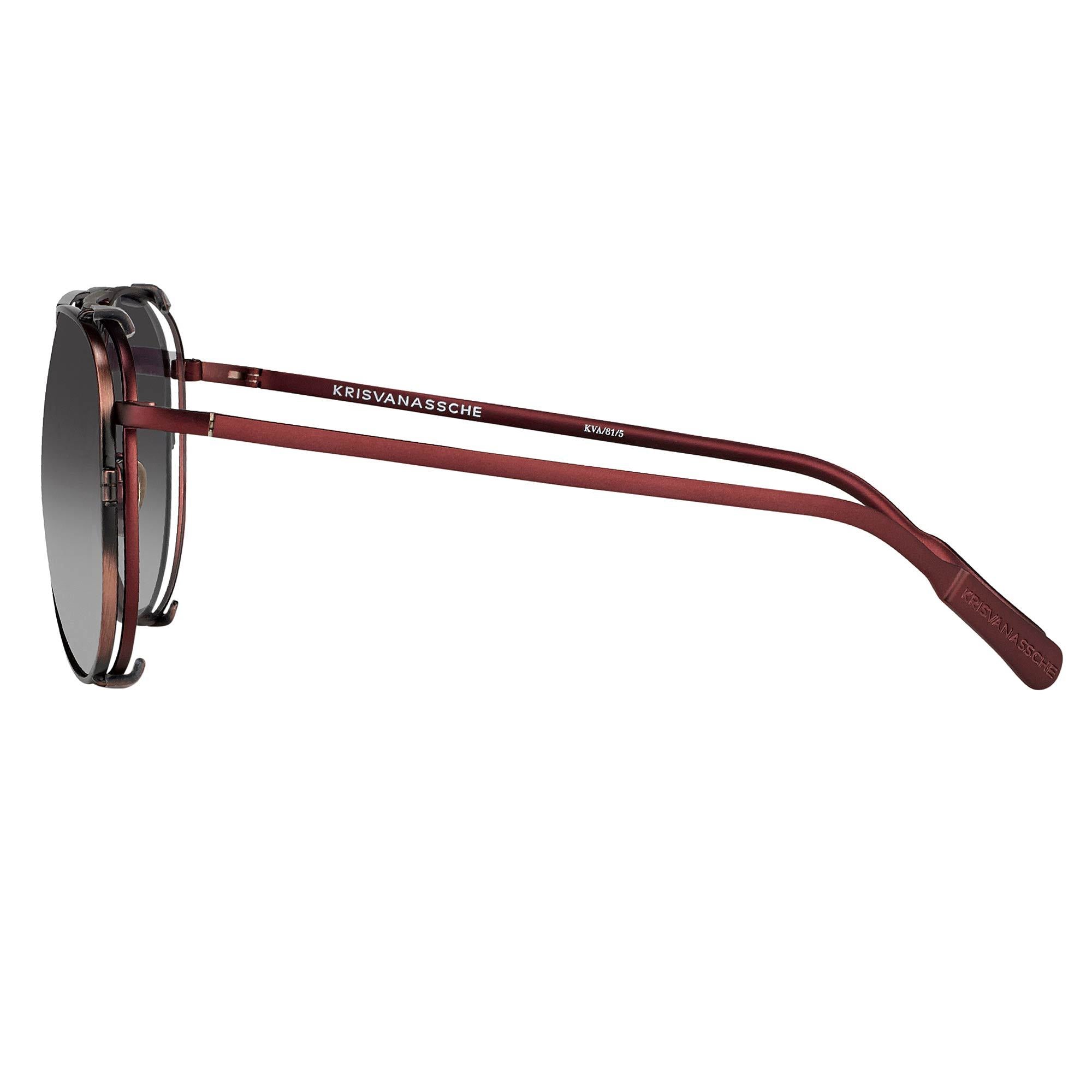 Kris Van Assche Sunglasses Unisex Red and Bronze with Green Clip-On Lenses Category 3 - KVA81C5SUN - Watches & Crystals