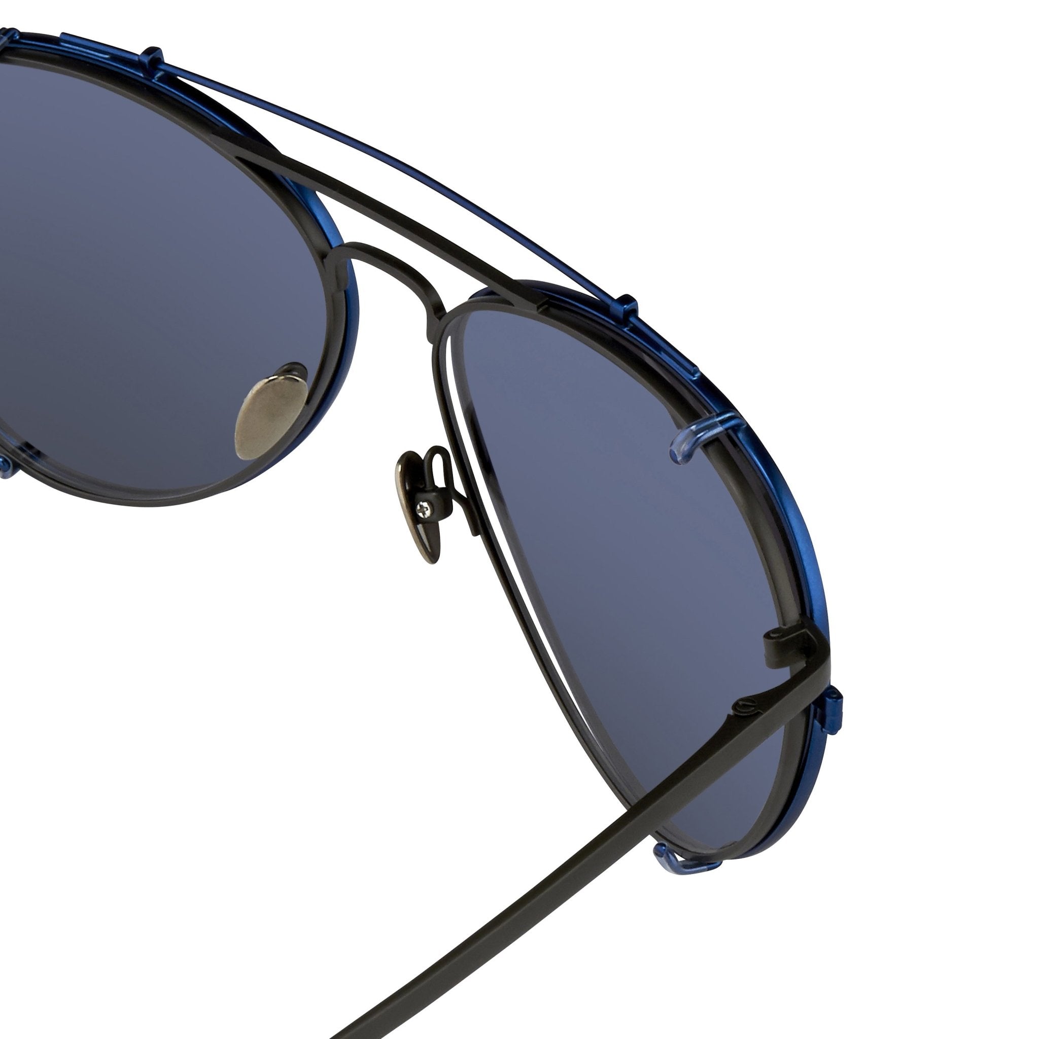 Kris Van Assche Sunglasses Unisex Titanium Matte Grey Blue Clip-On with Blue Mirror Lenses Category 3 - KVA89C4SUN - Watches & Crystals