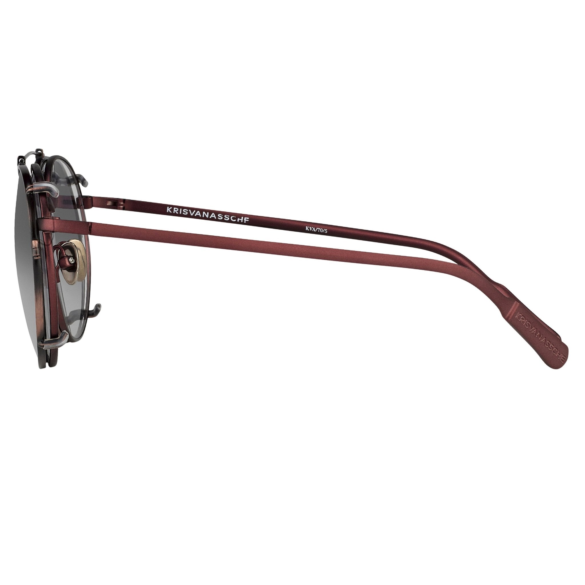 Kris Van Assche Sunglasses Round Burgundy and Green KVA70C5SUN-GR8 Sunglasses