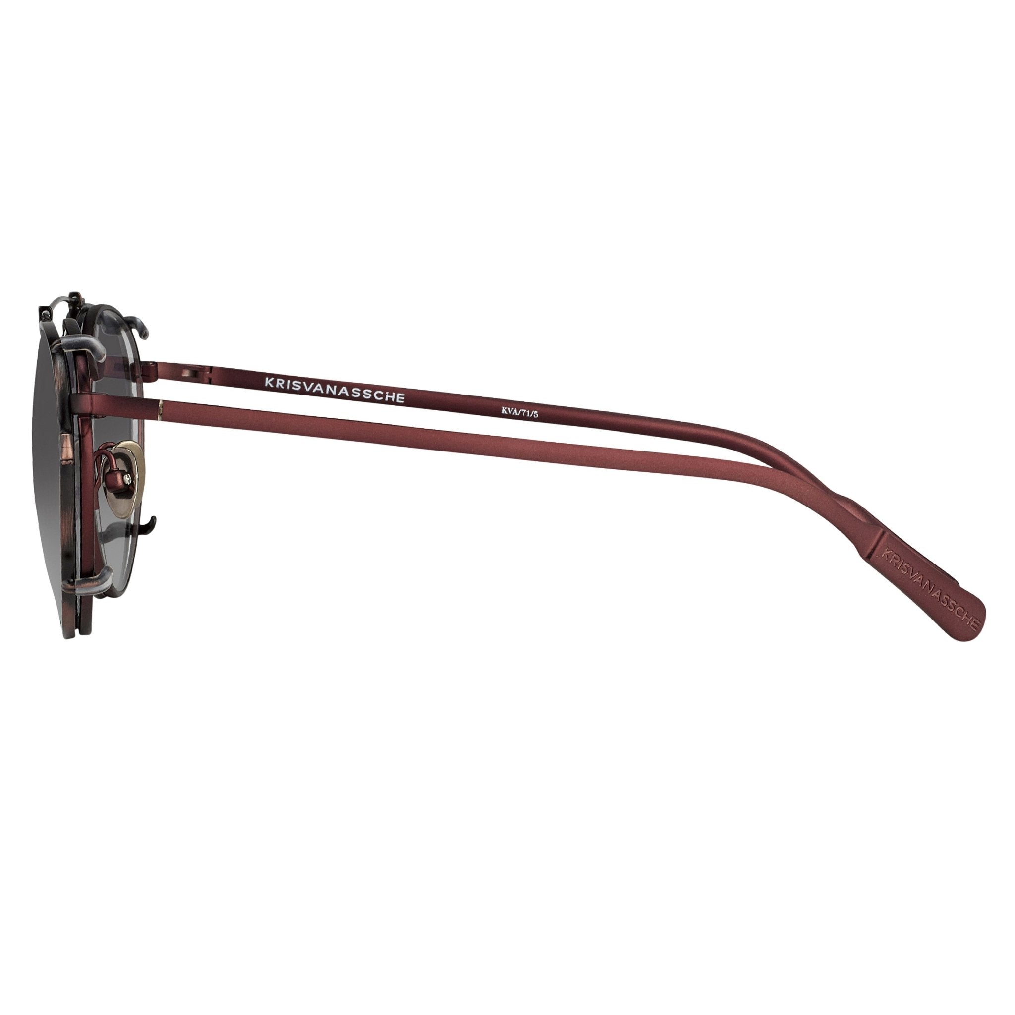 Kris Van Assche Sunglasses Round Matte Burgundy and Grey KVA71C5SUN-GR8 Sunglasses
