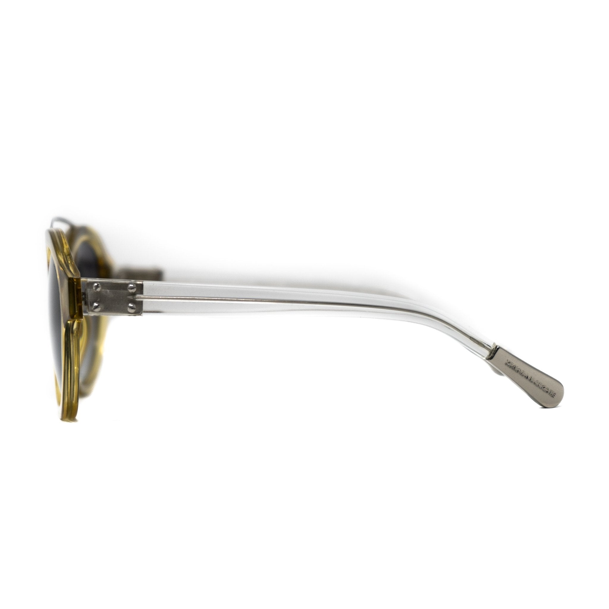 Kris Van Assche Sunglasses Double Bridge Round Yellow and Grey-GR8 Sunglasses