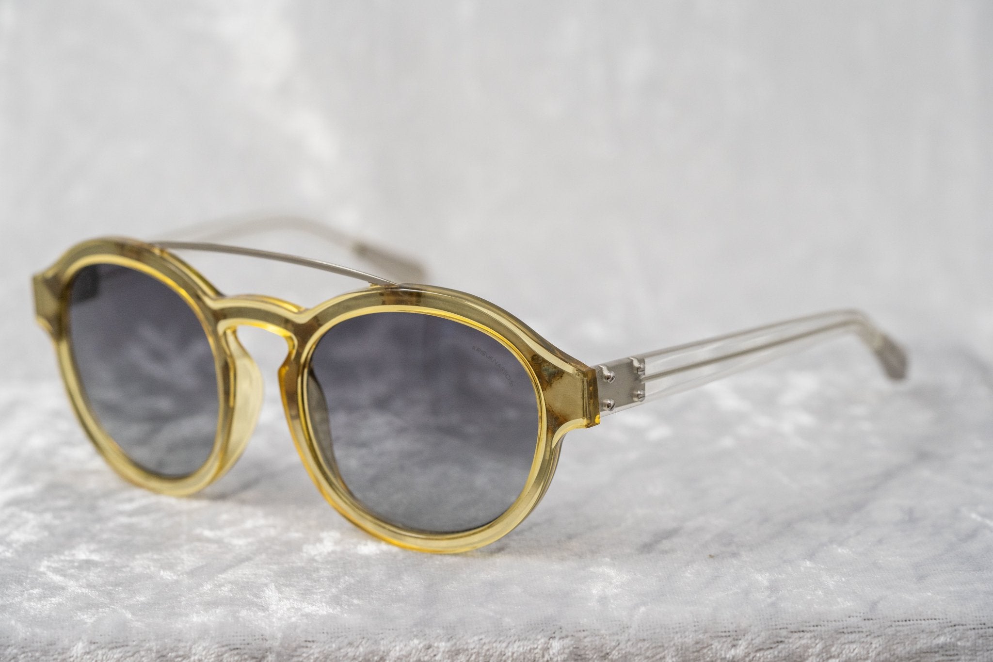 Kris Van Assche Sunglasses Unisex with Double Bridge Oval Translucent Yellow and Grey Graduated Lenses - KVA11C4SUN - Watches & Crystals