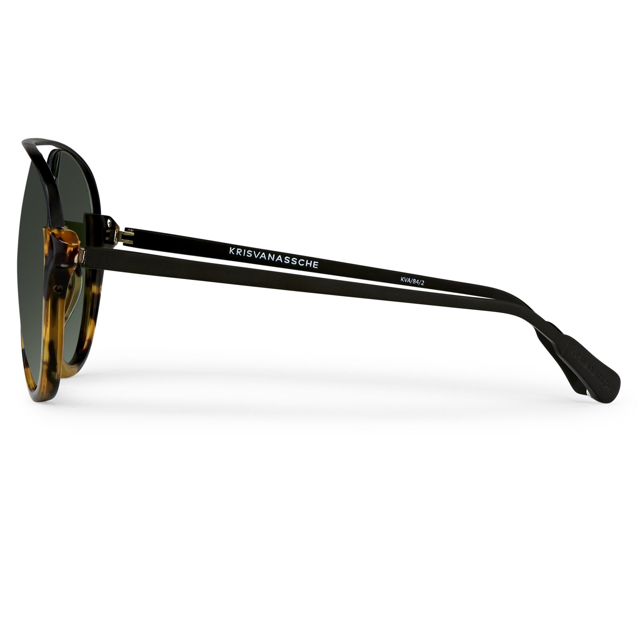 Kris Van Assche Sunglasses Unisex with Titanium Tortoise Shell Black and Green Lenses Category 2 - KVA84C2SUN - Watches & Crystals