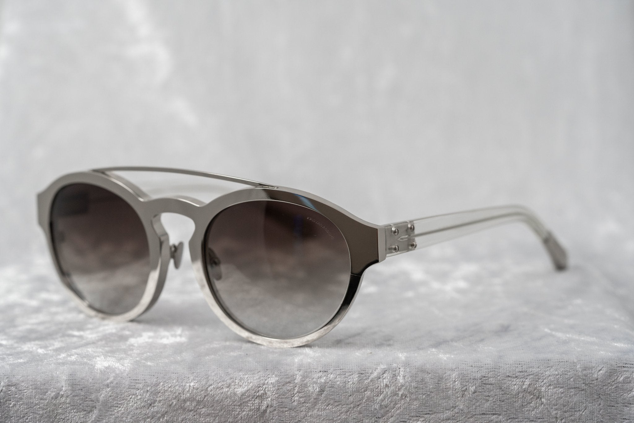 Kris Van Assche Sunglasses Round Shiny Silver and Grey-GR8 Sunglasses
