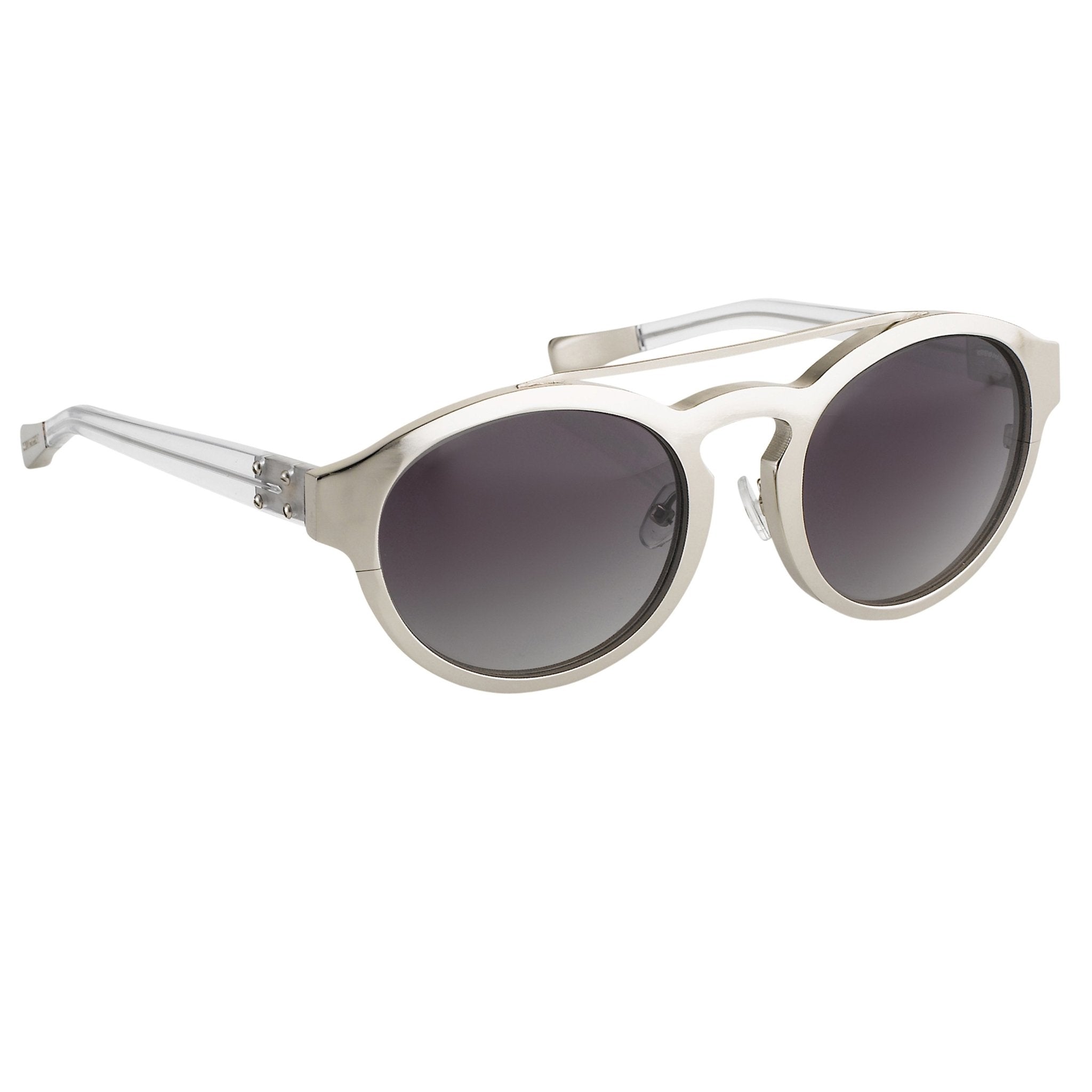 Kris Van Assche Sunglasses Round Shiny Silver and Grey-GR8 Sunglasses