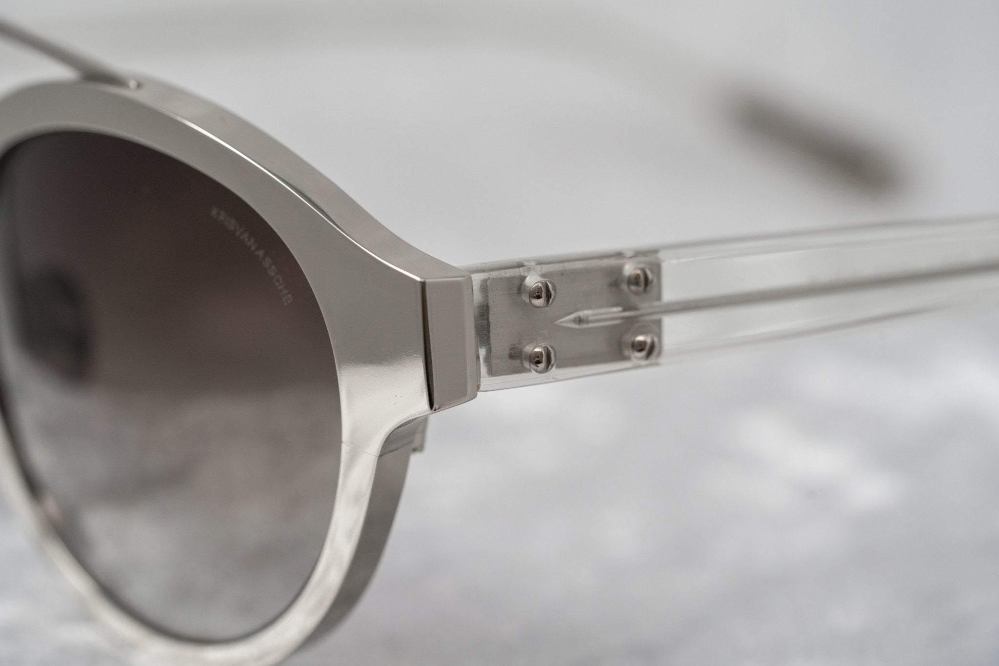 Kris Van Assche Sunglasses Round Shiny Silver and Grey-GR8 Sunglasses