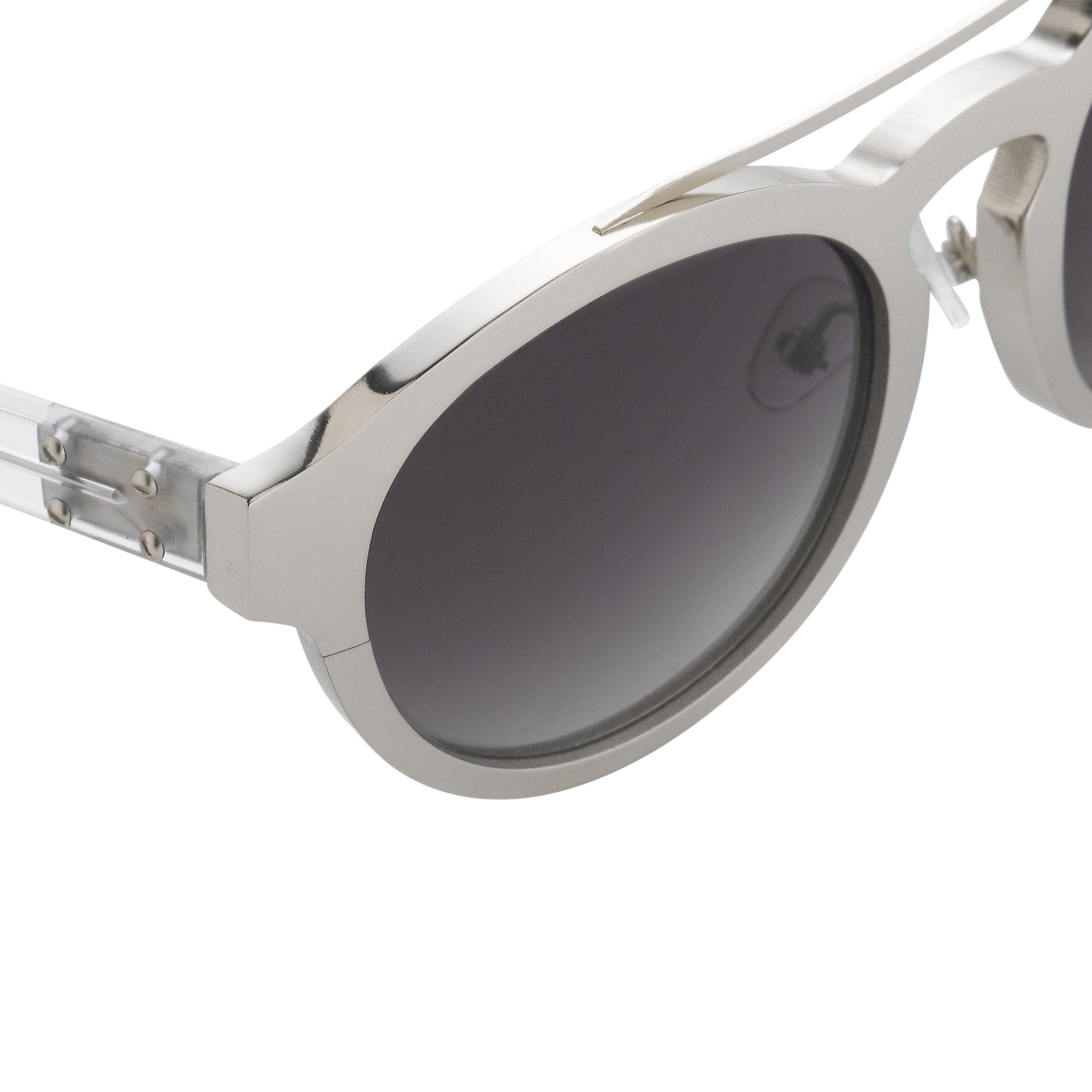 Kris Van Assche Sunglasses Round Shiny Silver and Grey-GR8 Sunglasses
