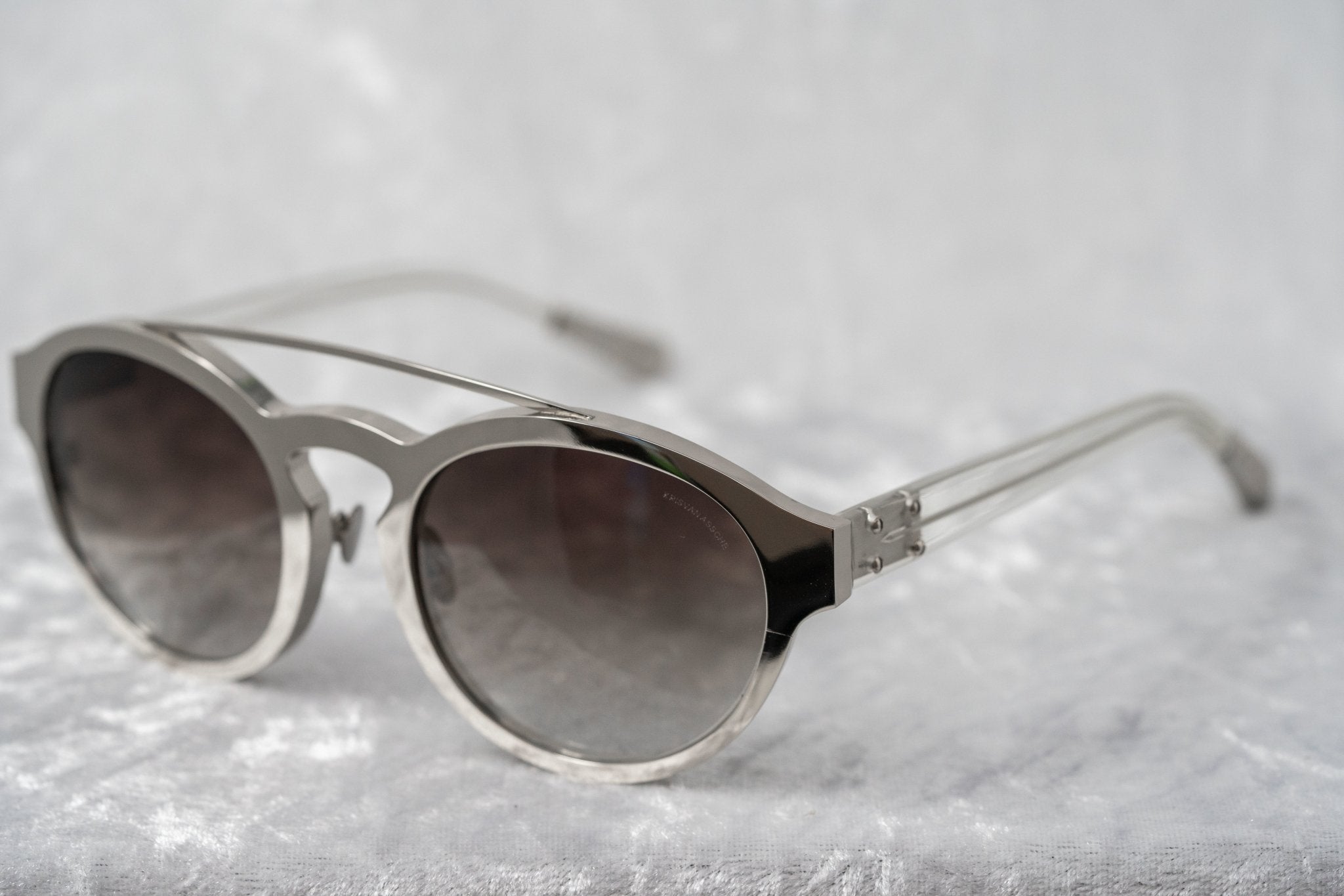 Kris Van Assche Sunglasses Round Shiny Silver and Grey-GR8 Sunglasses
