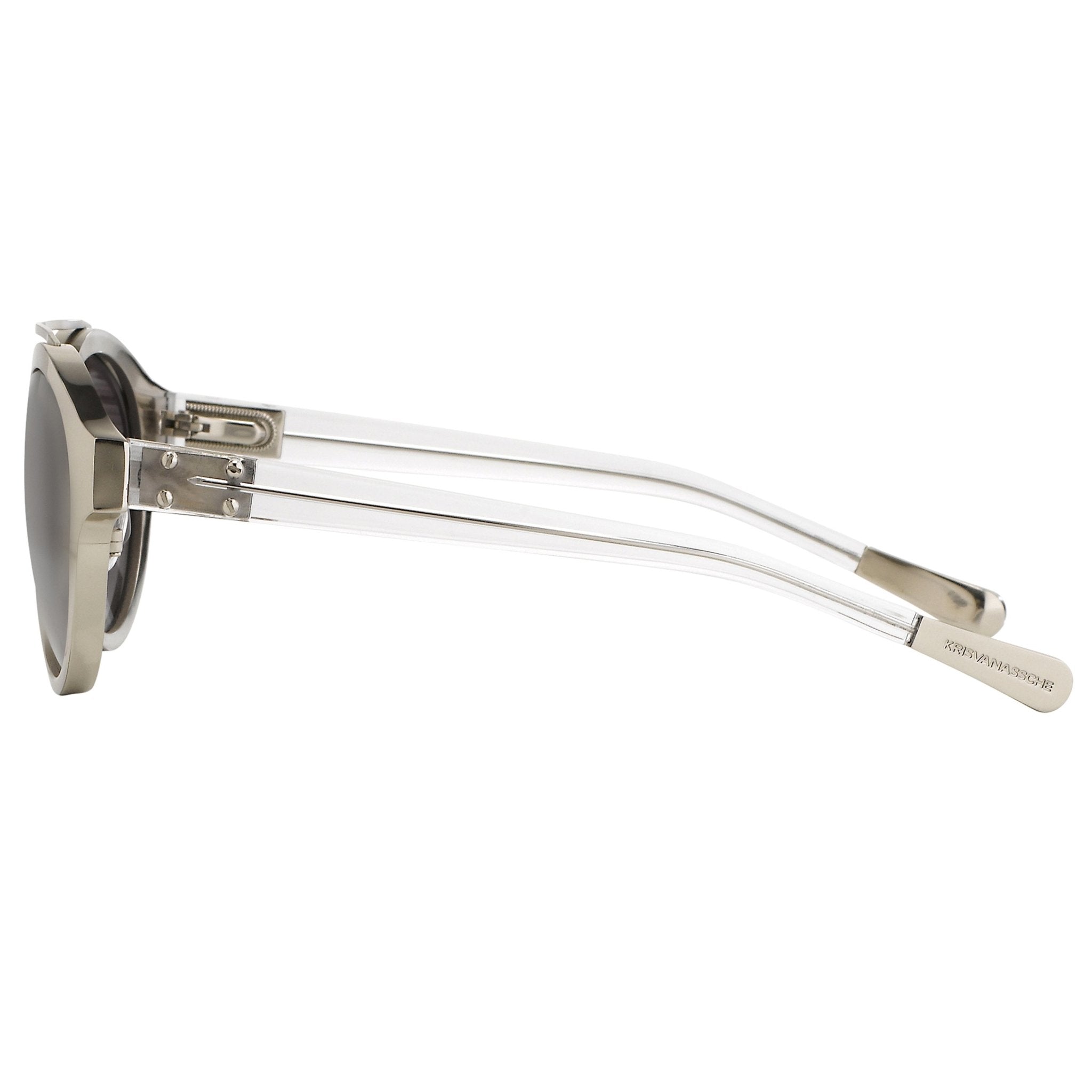 Kris Van Assche Sunglasses Round Shiny Silver and Grey-GR8 Sunglasses