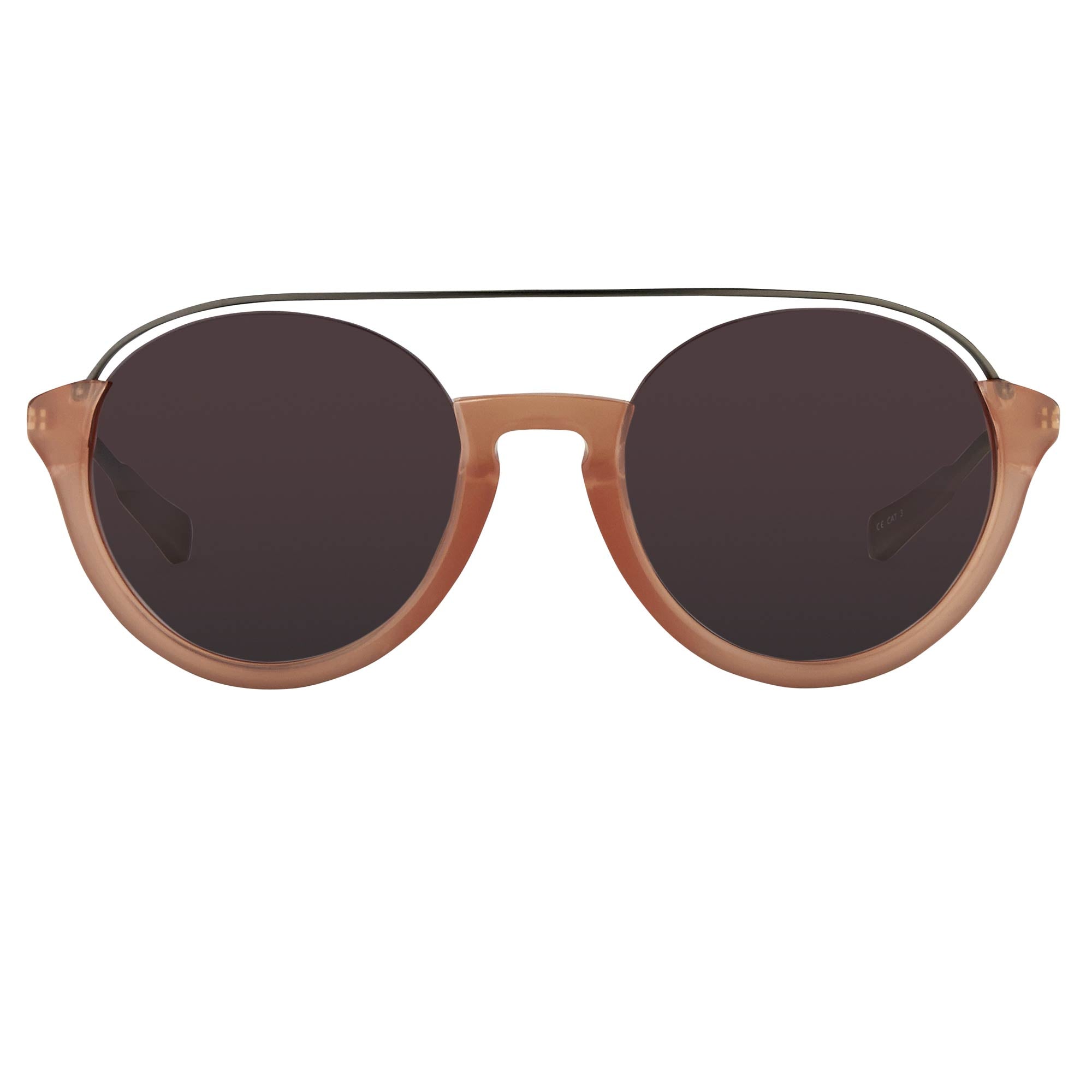 Kris Van Assche Sunglasses Double Bridge Round Apricot and Brown-GR8 Sunglasses