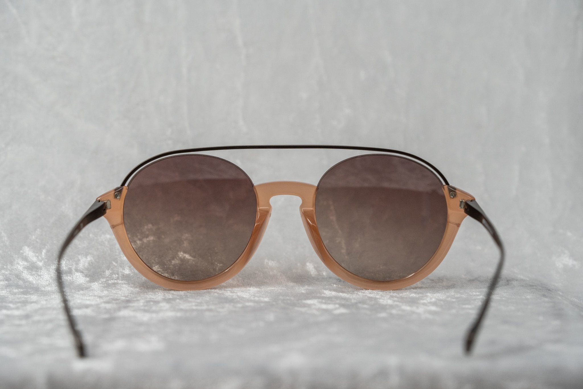 Kris Van Assche Sunglasses Double Bridge Round Apricot and Brown-GR8 Sunglasses