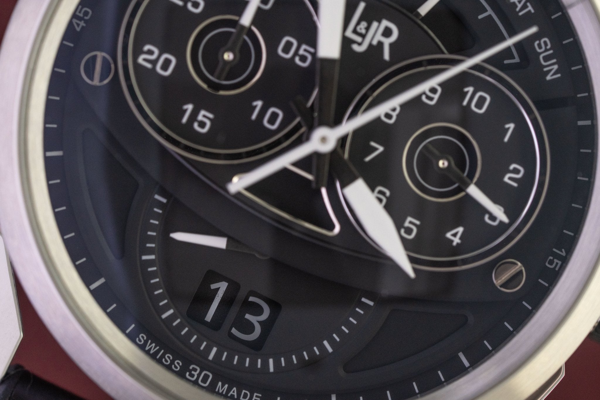 L&Jr Men's Watch Chronograph Day and Date Black S1502-GR8 Sunglasses