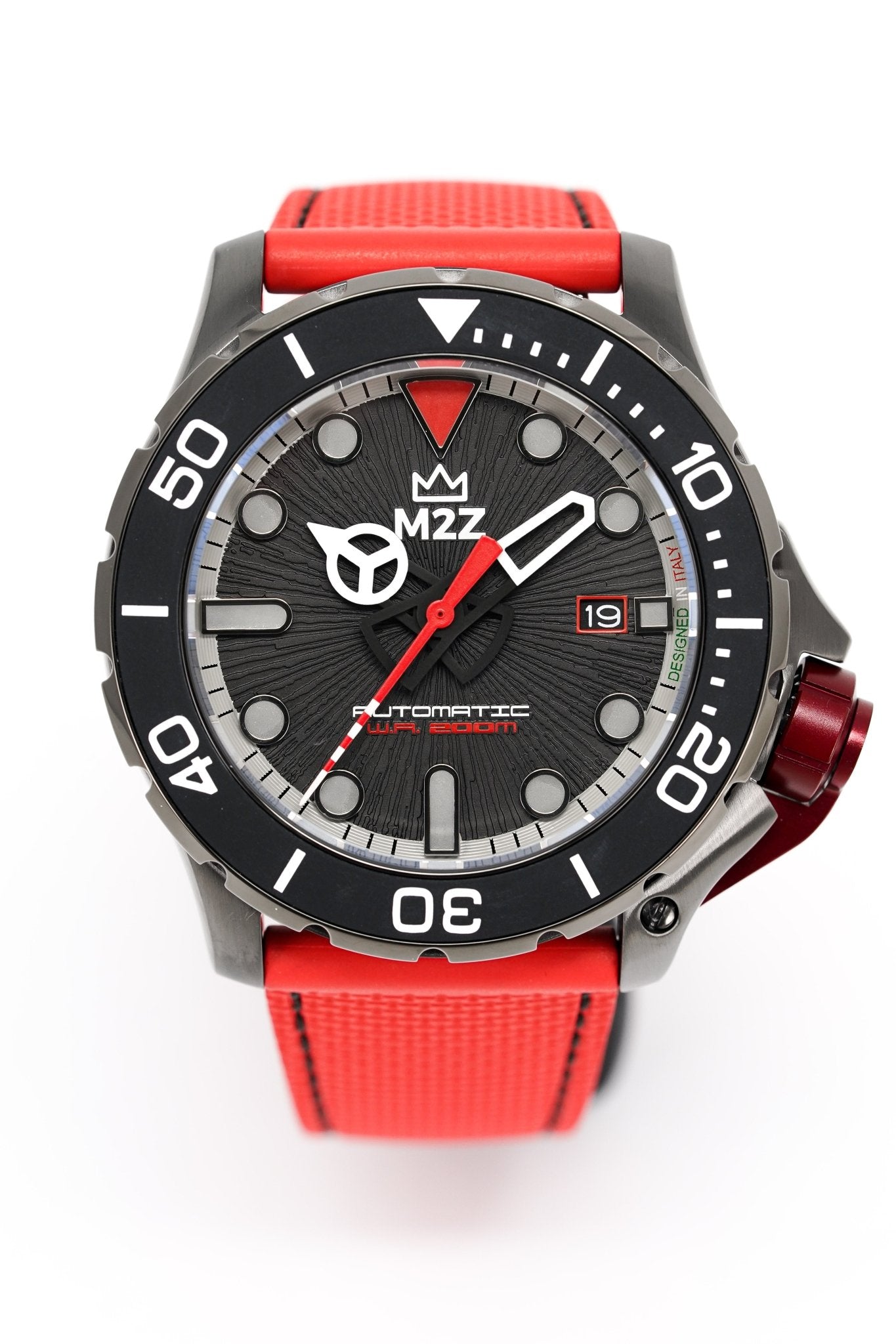 M2Z Men's Watch Diver 200 Red IP Gun 200-005 - Watches & Crystals