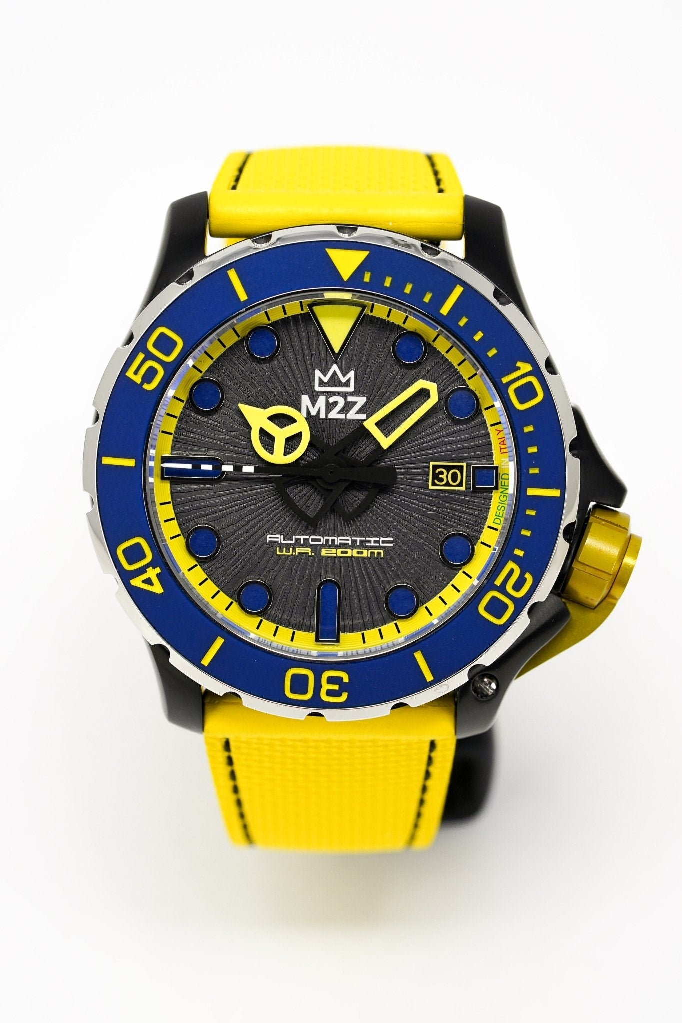 M2Z Men's Watch Diver 200 Yellow IP Black 200-006 - Watches & Crystals