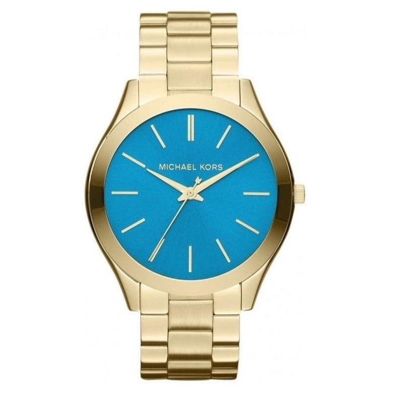 Michael Kors Ladies Watch Slim Runway Gold Turquoise Blue MK3265 - Watches & Crystals