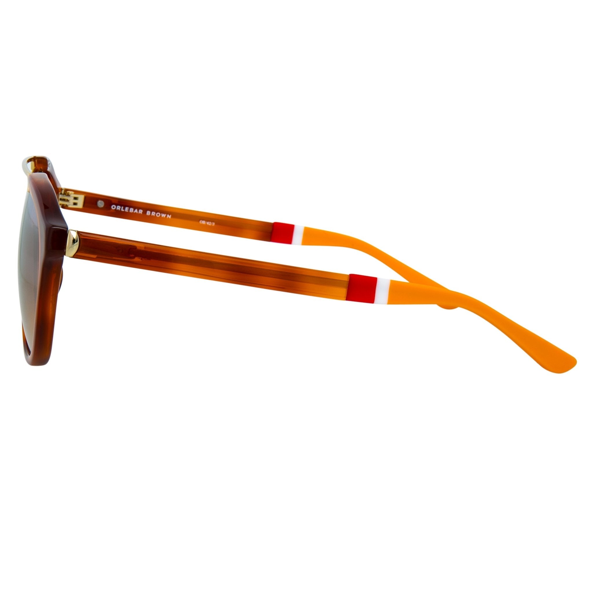 Orlebar Brown Sunglasses Round Amber Tortise Shell and Orange OB42C3SUN-GR8 Sunglasses