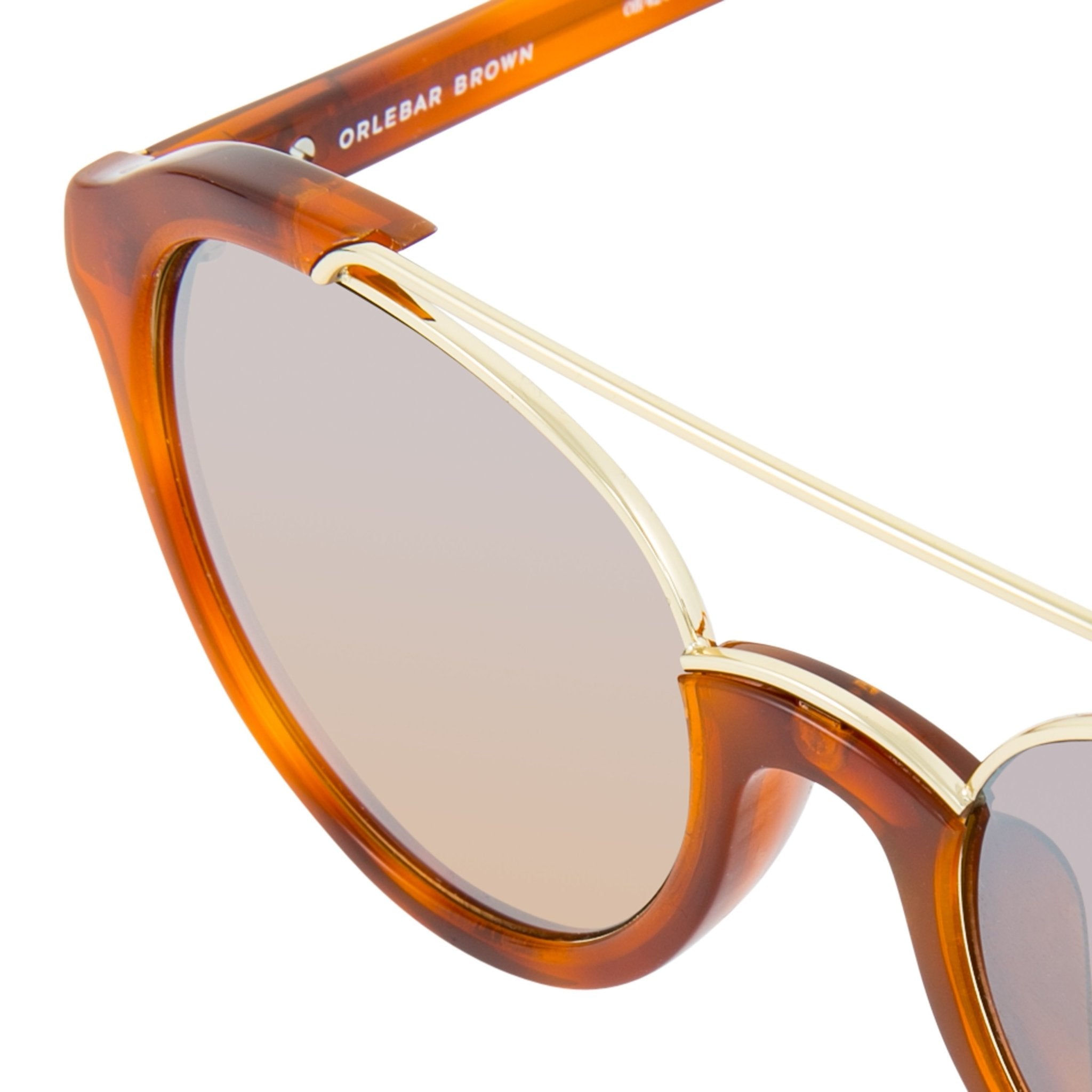 Orlebar Brown Sunglasses Round Amber Tortise Shell and Orange OB42C3SUN-GR8 Sunglasses