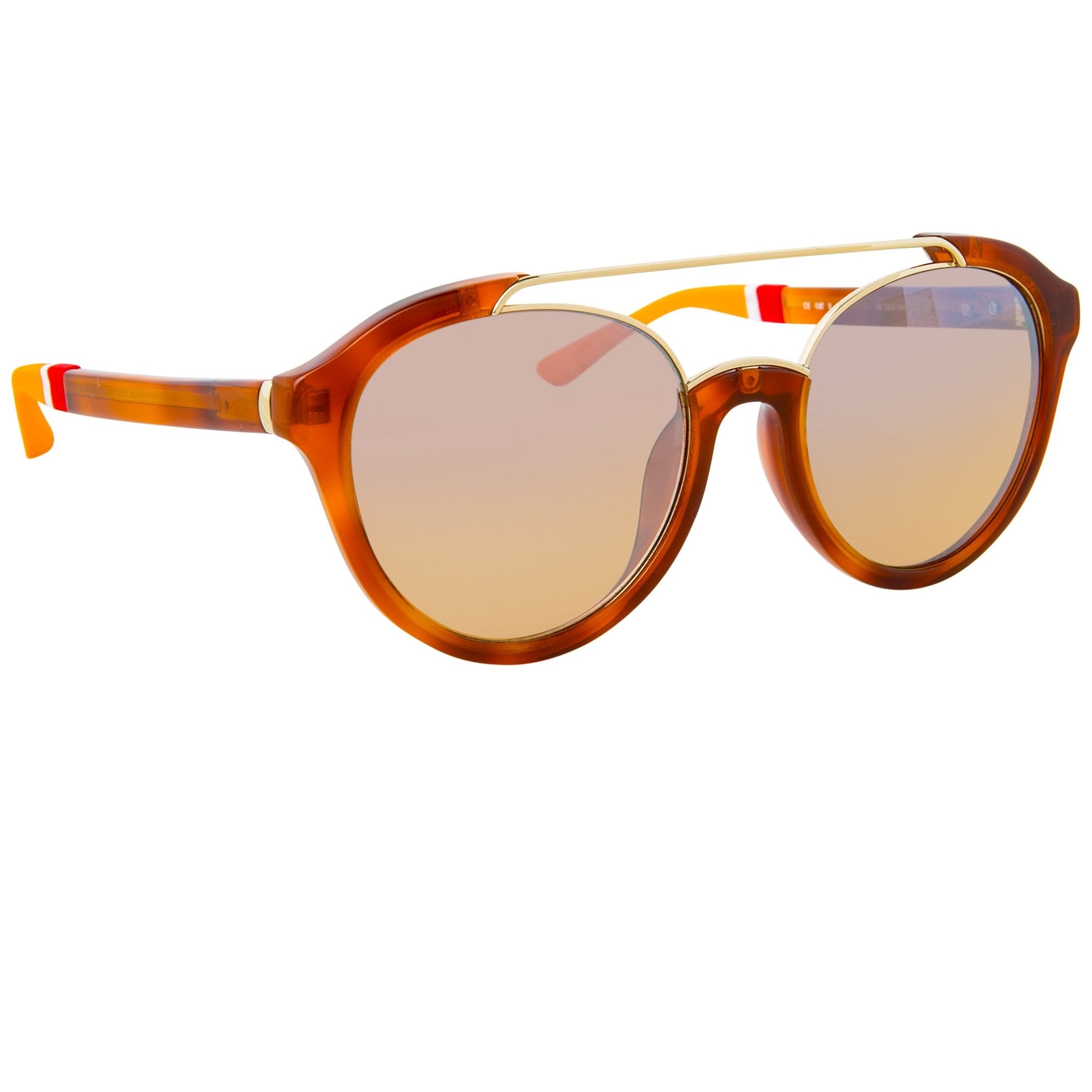 Orlebar Brown Sunglasses Round Amber Tortise Shell and Orange OB42C3SUN-GR8 Sunglasses