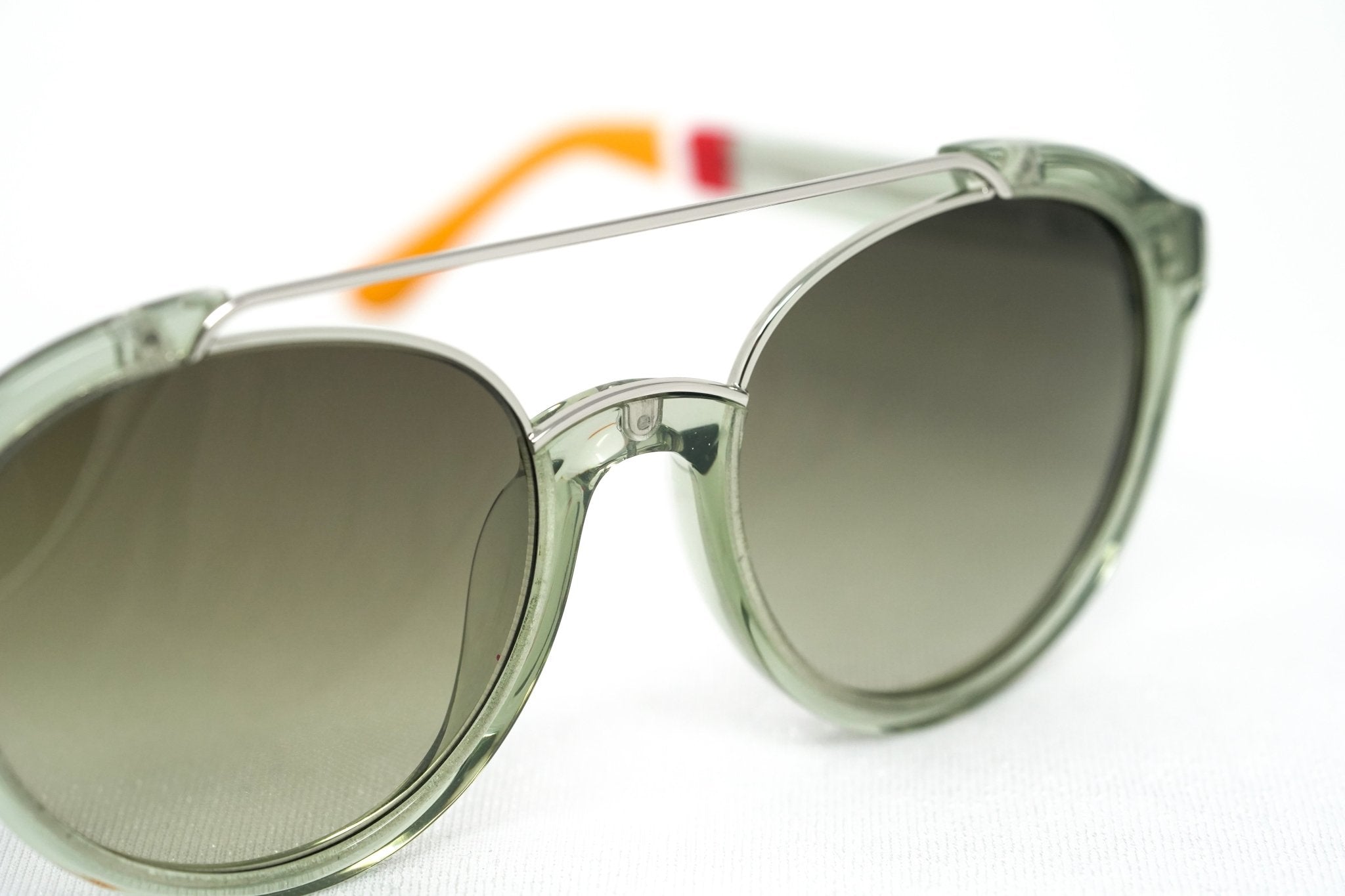 Orlebar Brown Sunglasses Round Transparent Green and Orange-GR8 Sunglasses